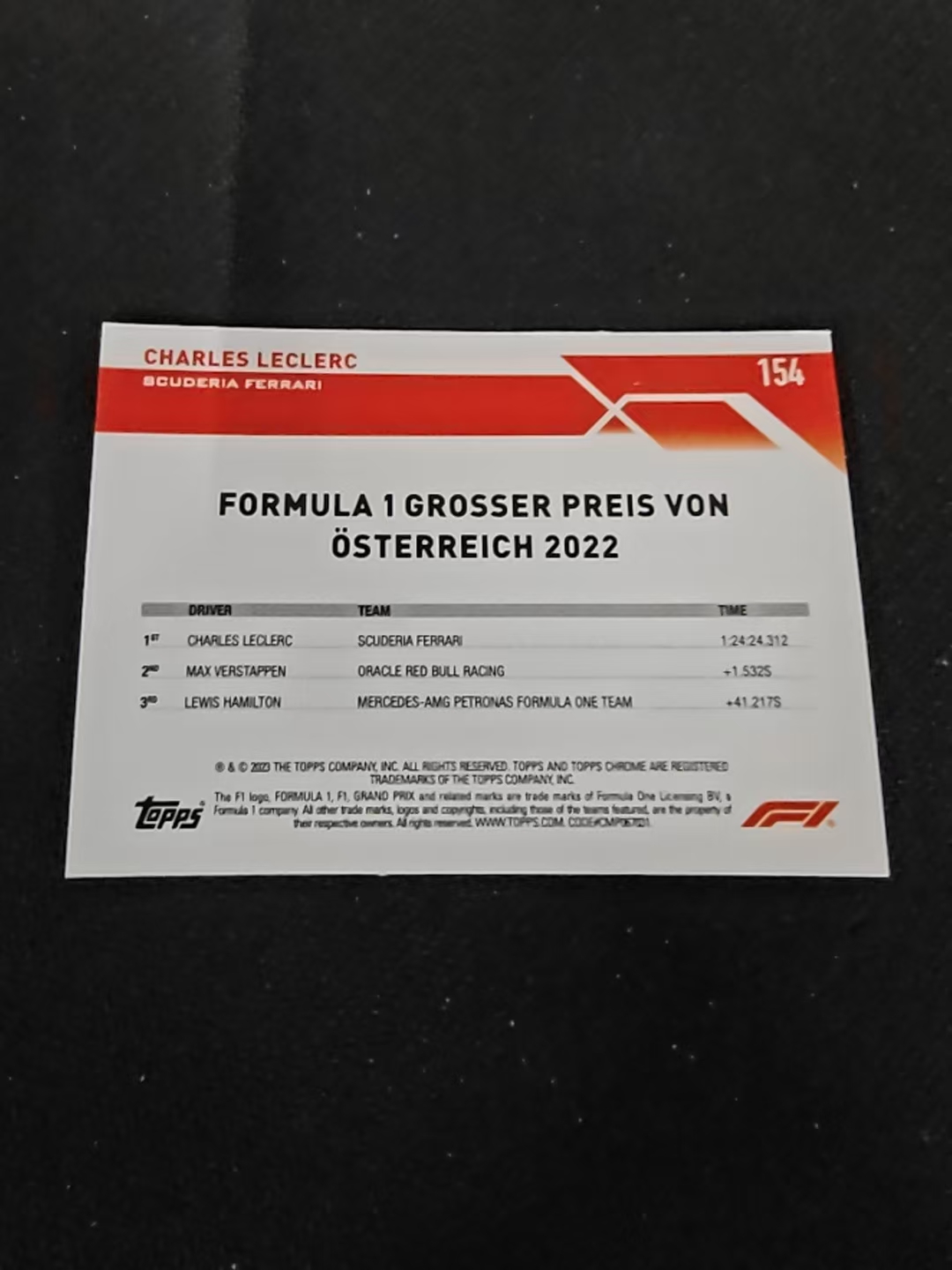 2023 Topps Chrome F1 Charles Leclerc 勒克莱尔 乐扣 法拉利 划痕 边角瑕疵 #154