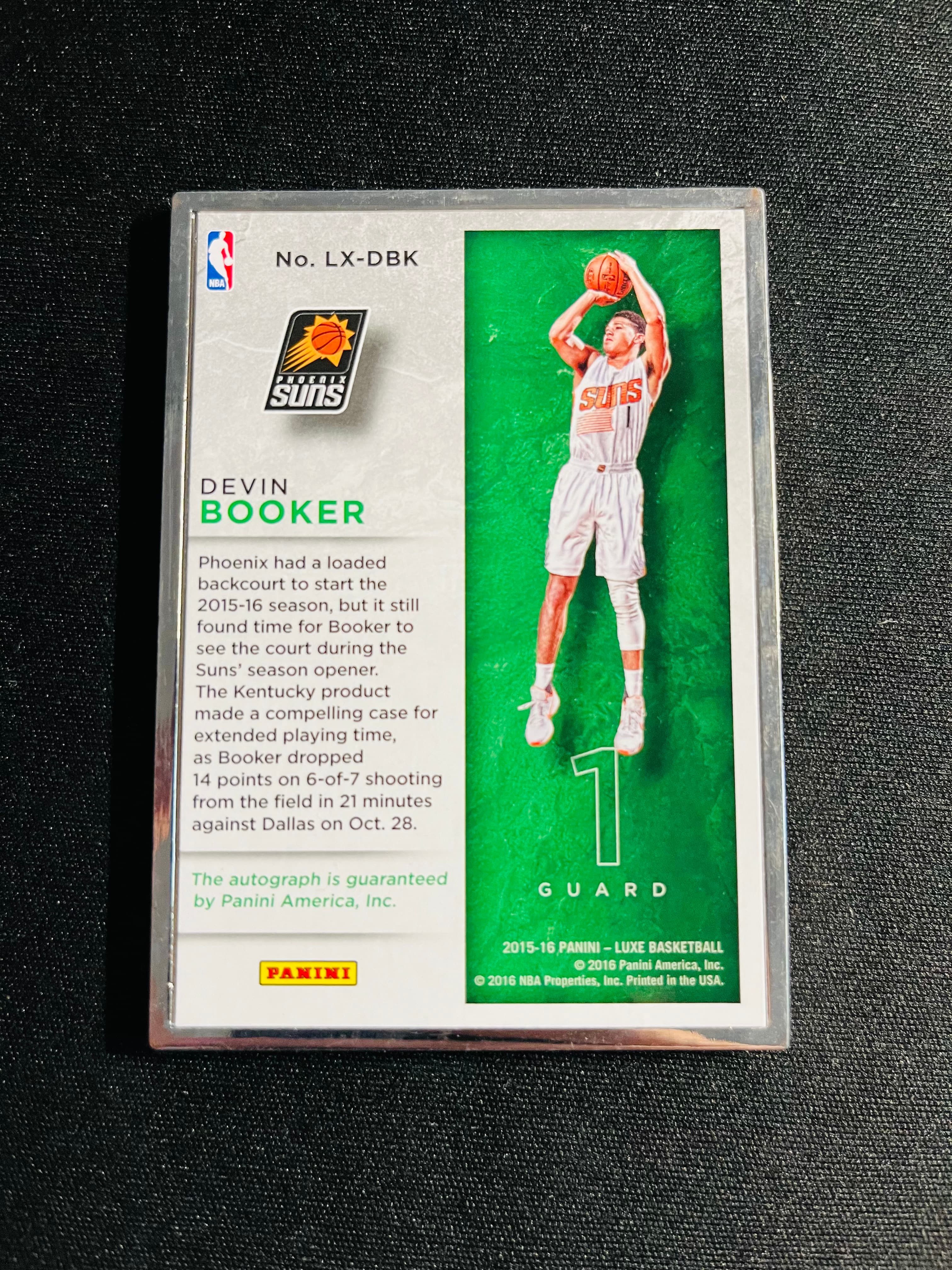 【古都代卖0手续费高额预付】2015-16 Luxe 力士 太阳 Devin Booker 德文 布克 新秀 49编 铁框 签字 7/49 选图帅气 实卡好看 值得收藏——明堂