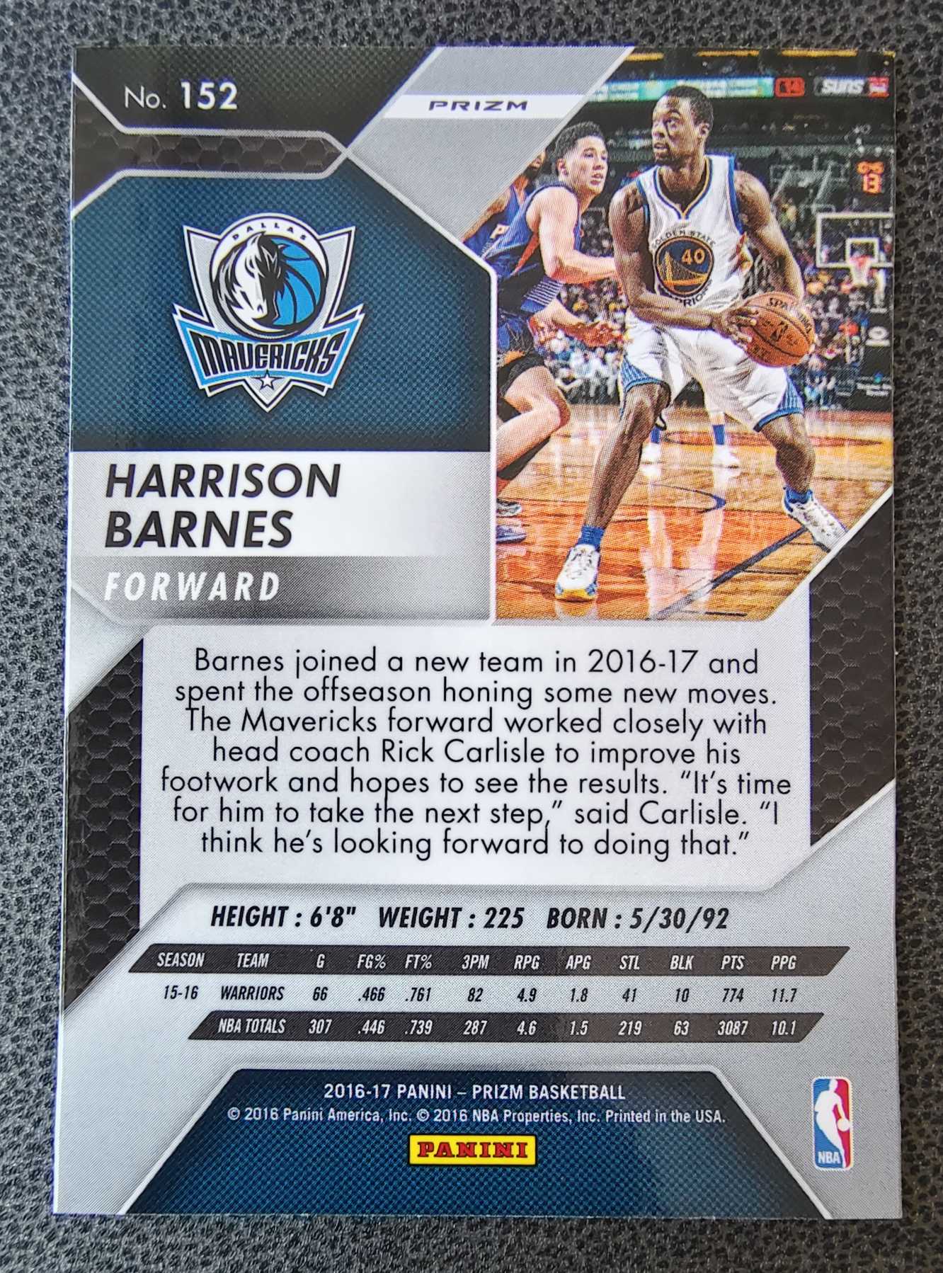 2016-17 Panini Prizm Harrison Barnes 达拉斯 小牛队 独行侠队 哈里森 巴恩斯 银折
