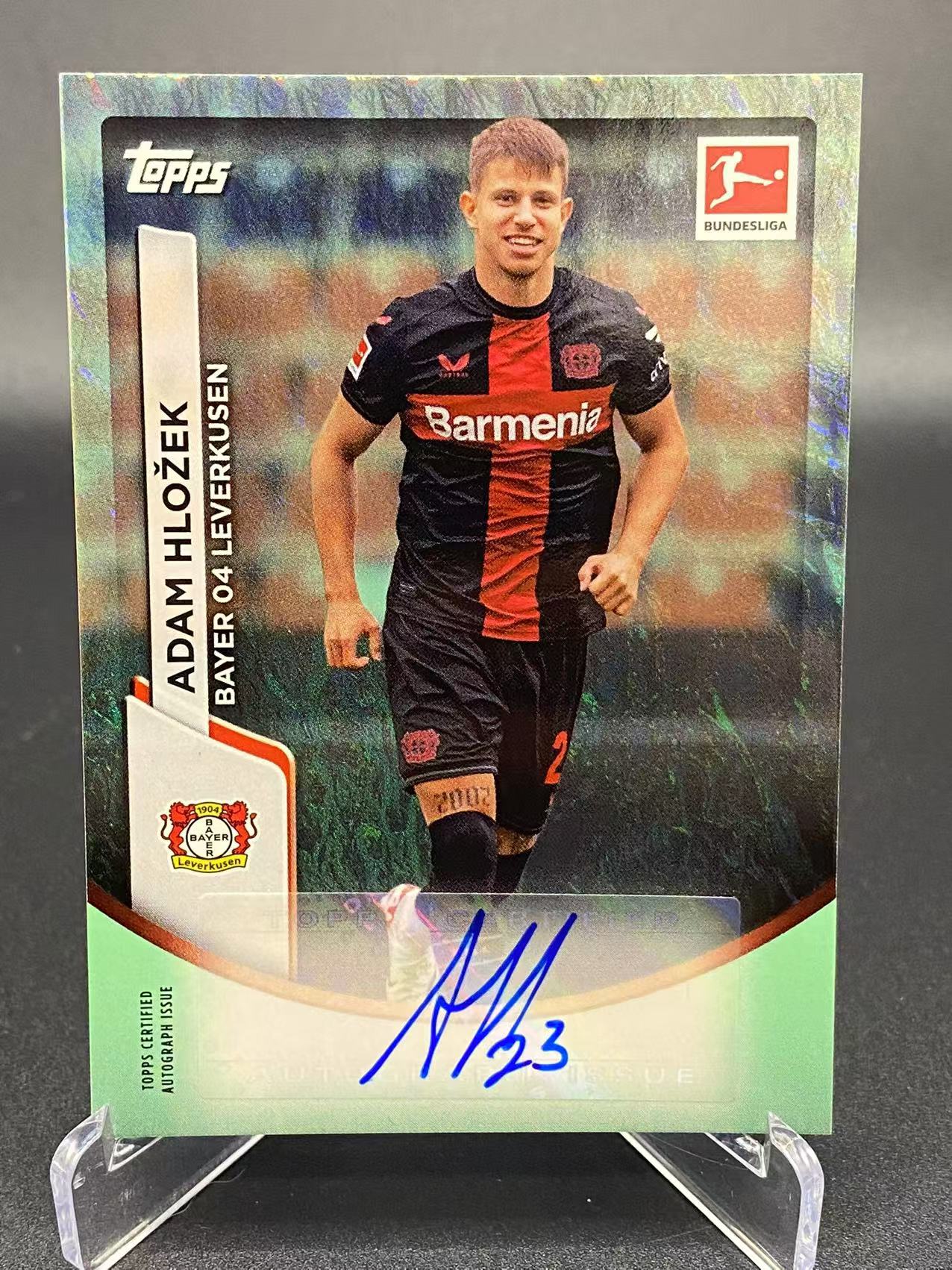 2024 【六六代卖 预付快速回款】 TOPPS Adam Hlozek 赫洛泽克 赫洛热克 捷克 勒沃库森 德甲 碧玉 签字 绿玉折(Fiao04)