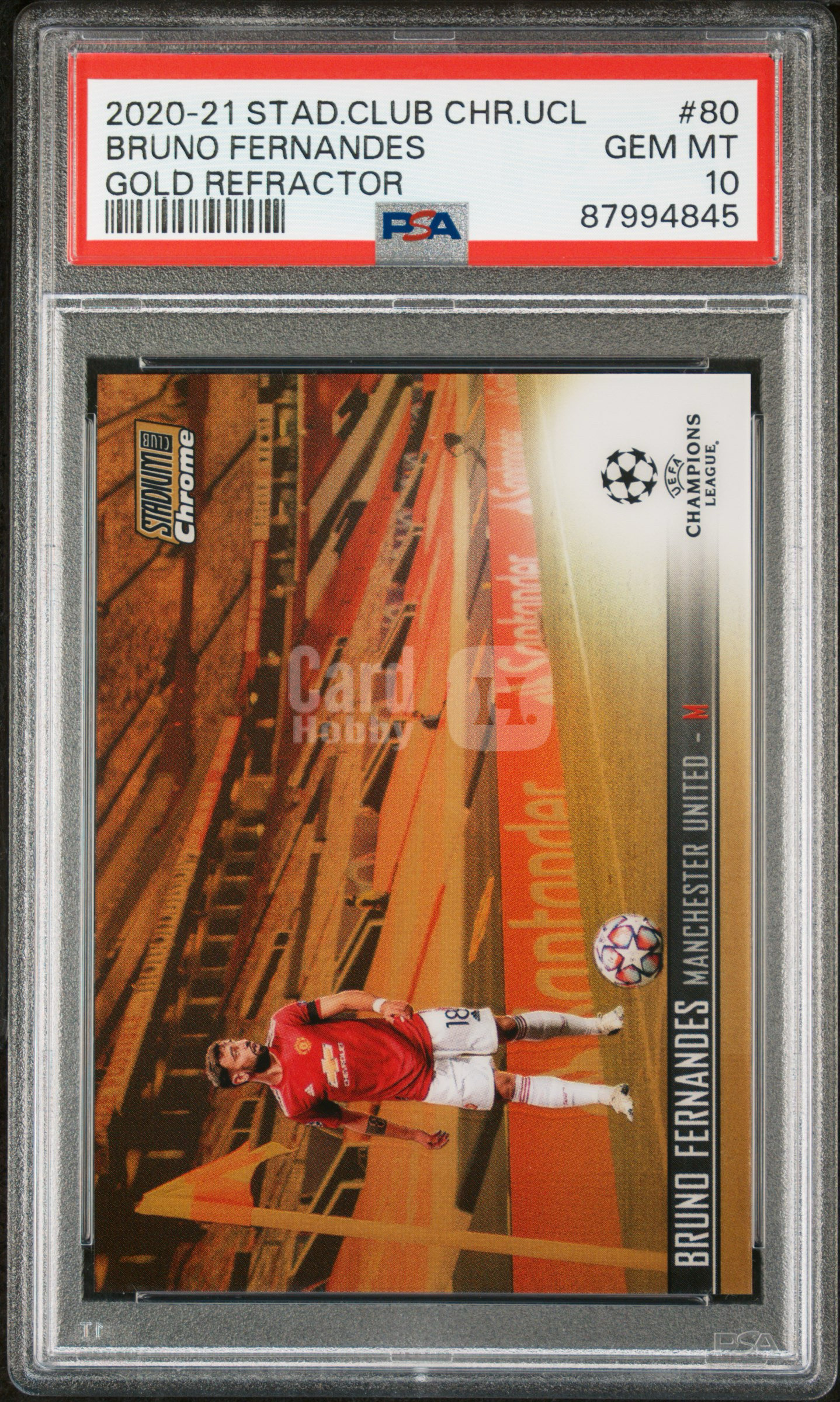 2020-21 Topps Stadium Club Bruno Fernandes 「墨色拍卖」 竞技场 曼联 布鲁诺 费尔南德斯 B费 05/50 Gold 金折 PSA 10 BCH9