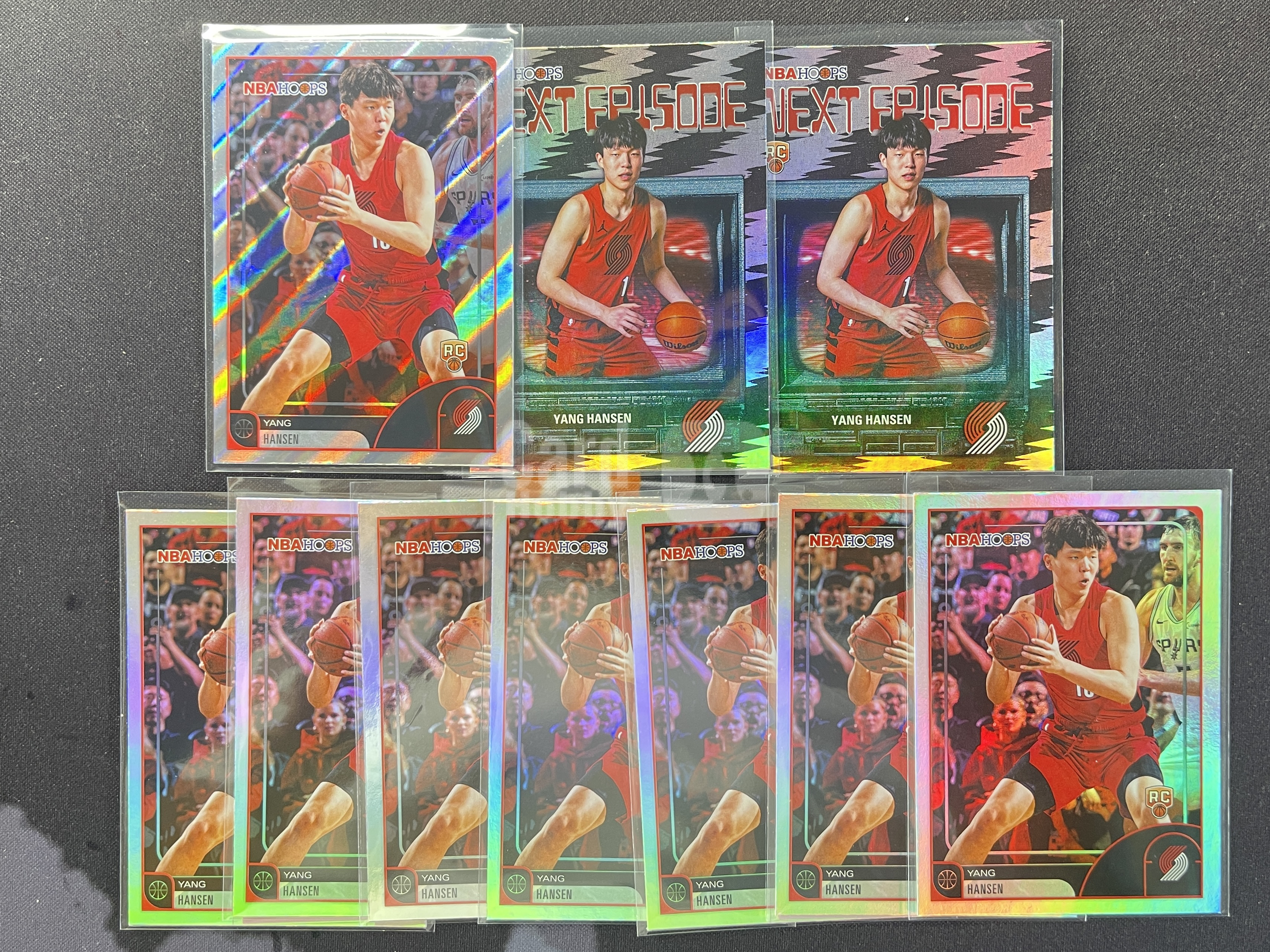 2025-26 Topps NBA Hoops 杨瀚森 RC 开拓者 新秀 Yang Hansen 光爆折 银折 Base 特卡 10张 潜力新秀 下赛季起飞 lot不保卡品