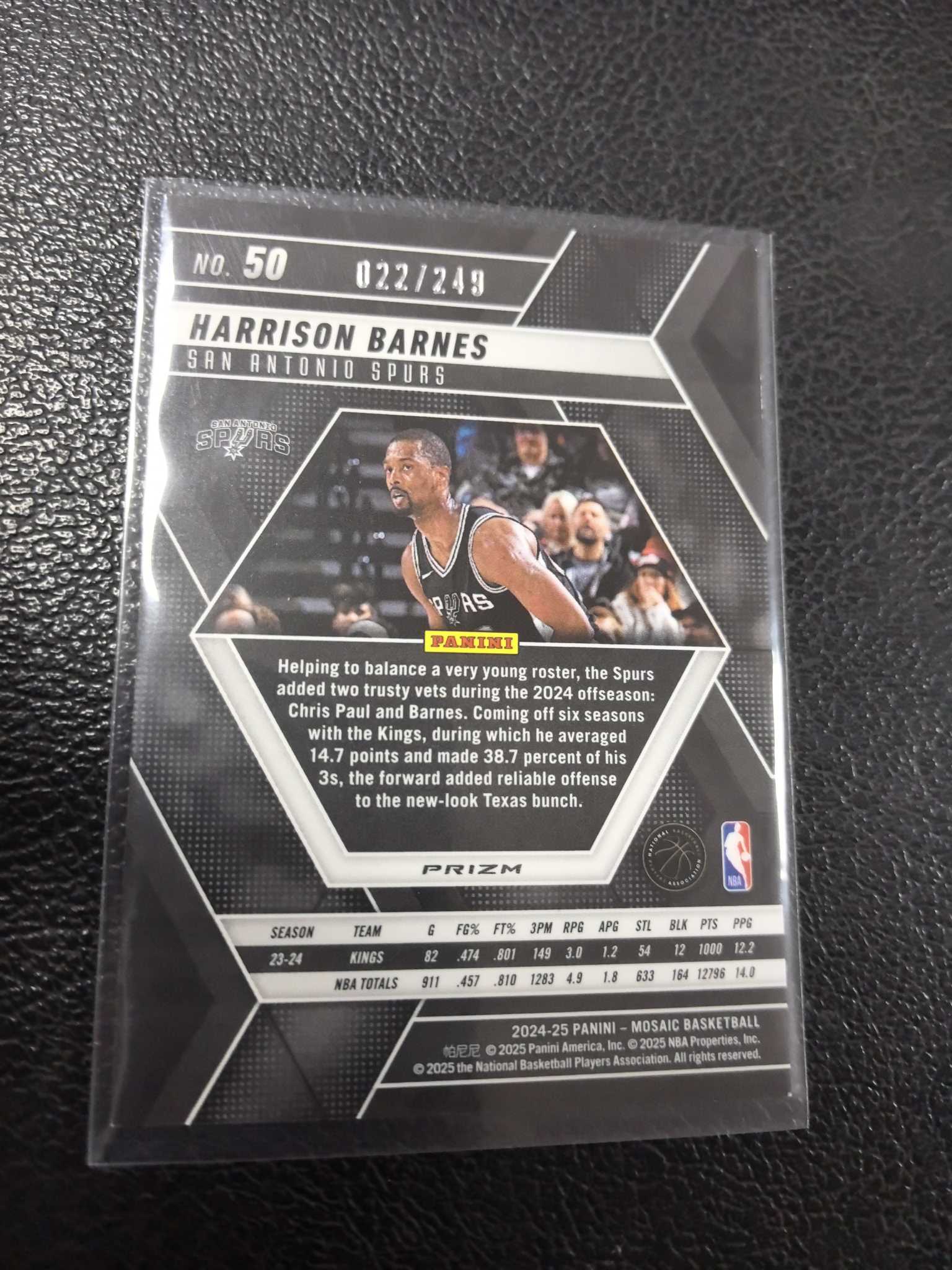 2024-25 哈里斯 巴恩斯 249编 马赛克 紫折 马刺 12-3