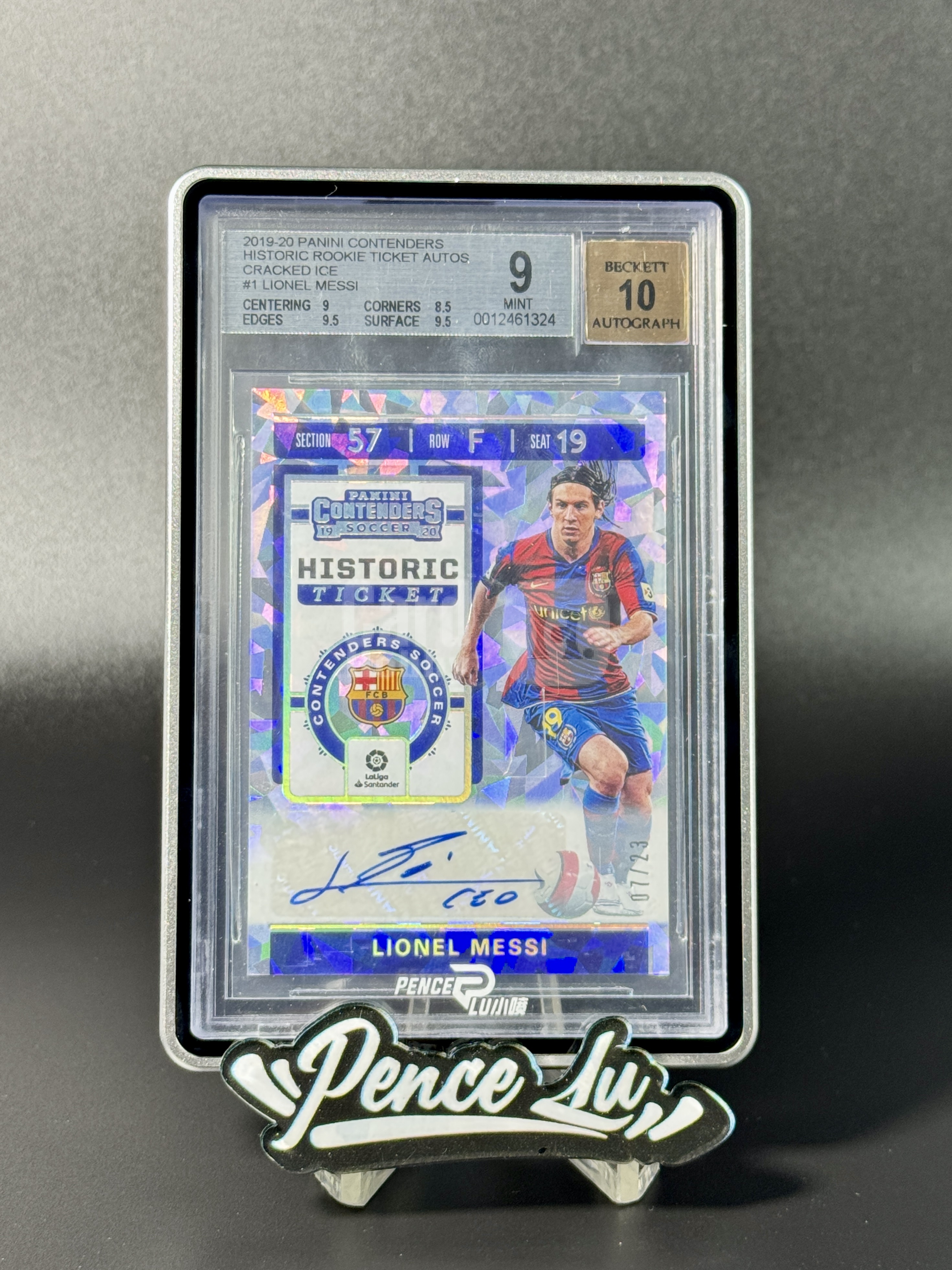 【喷子拍卖】2019-20 panini contenders Lionel Messi 球票 巴塞罗那 阿根廷球王 梅西 碎冰折 签字 23编 完美签 超经典新秀选图 ssp 系列hit BGS9/10 实卡美爆了 送订制壳 Avicii