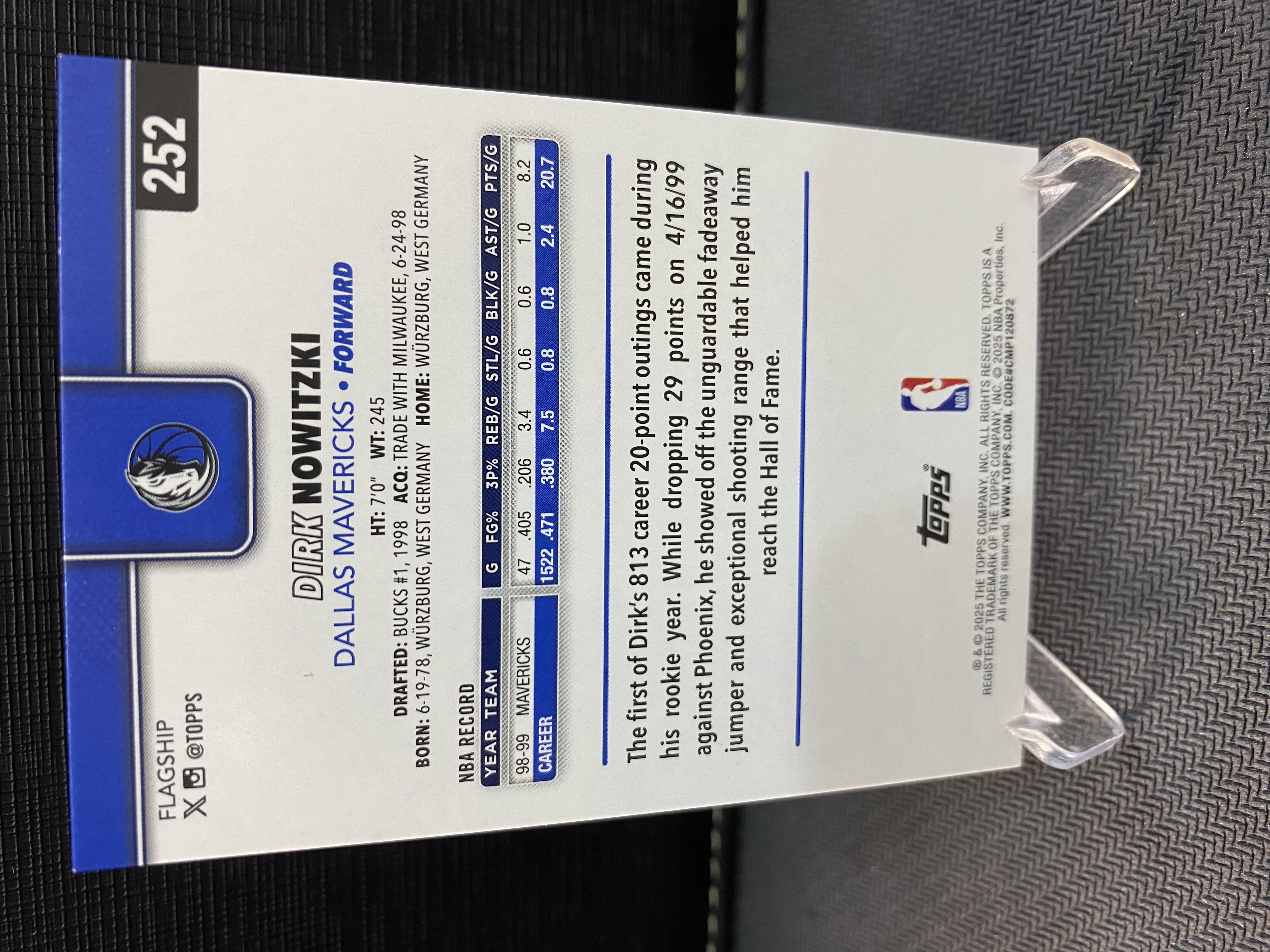 2025-26 Topps flagship Dirk Nowitzki 德克 诺维斯基 诺维茨基 99编 绿折 收藏必备 卡品如图 -Zle-【乌苏拍卖】