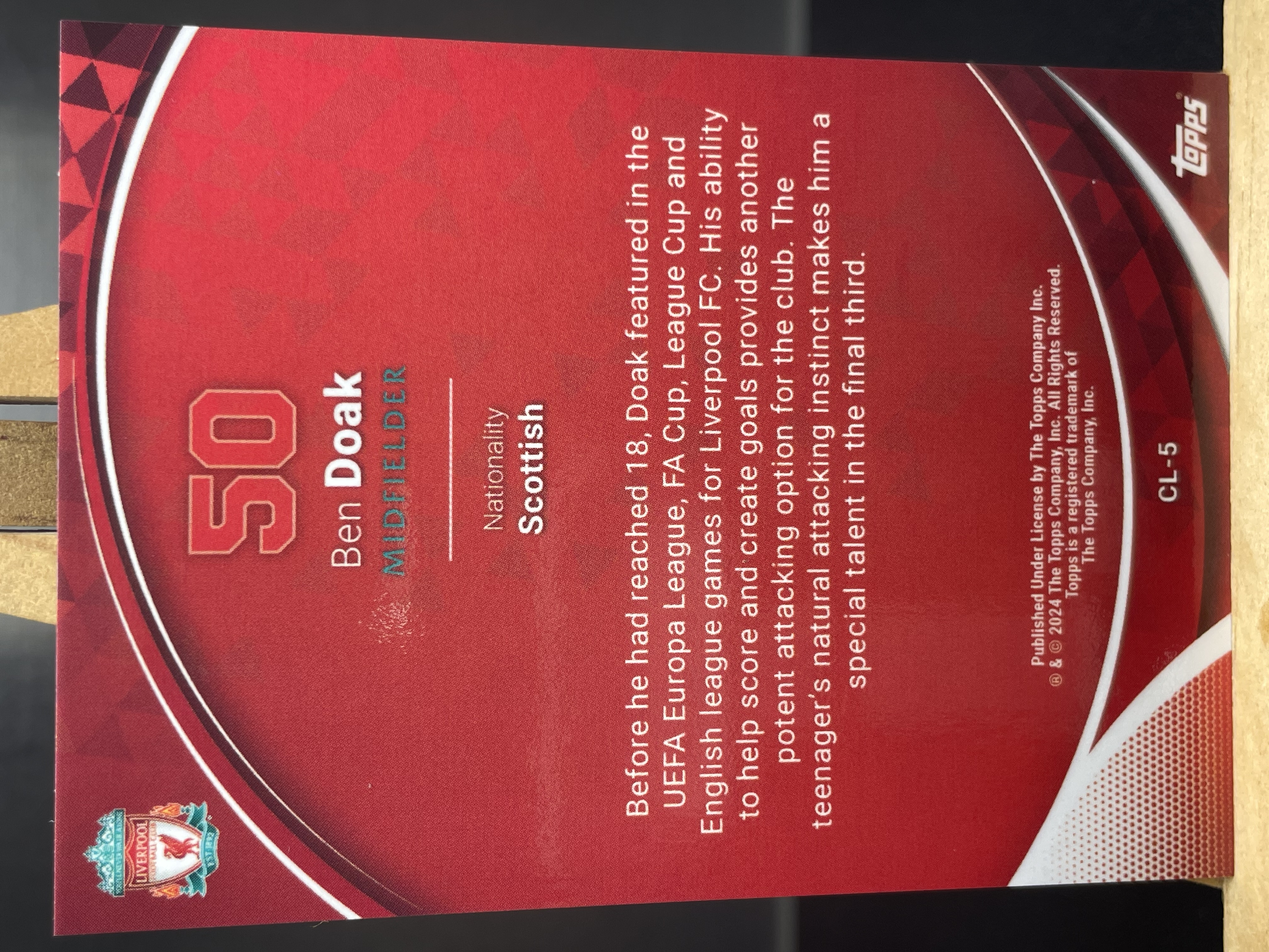 (C8) 2024 TOPPS 折射 新秀RC 本 多克 利物浦 近期大热球星 收藏必备 卡品如图 ! ! !