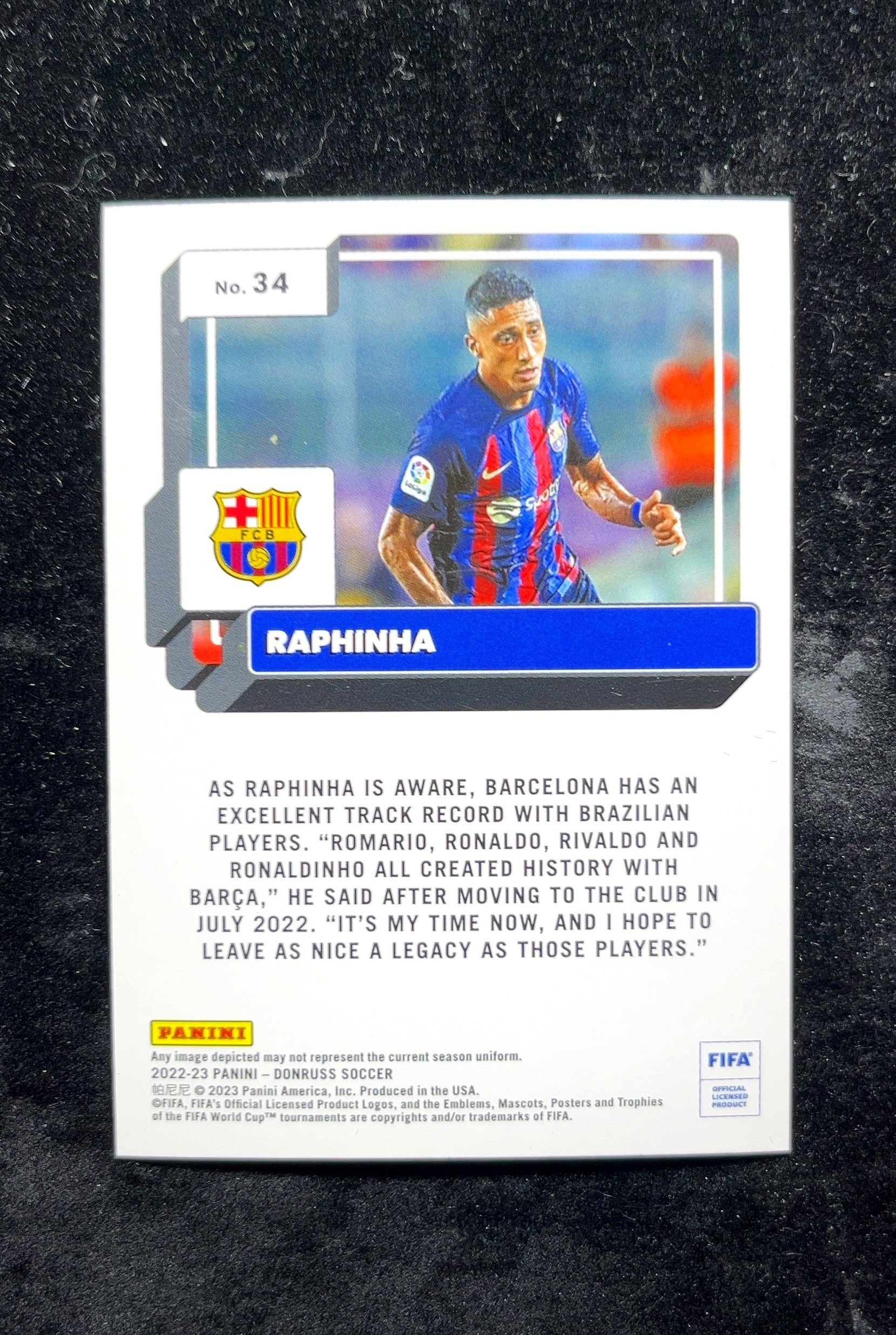 【小白1%代卖】2022 Donruss FIFA Raphinha 拉菲尼亚 卡品如图 高价值 #34 FC Barcelona 巴塞罗那足球俱乐部 0702