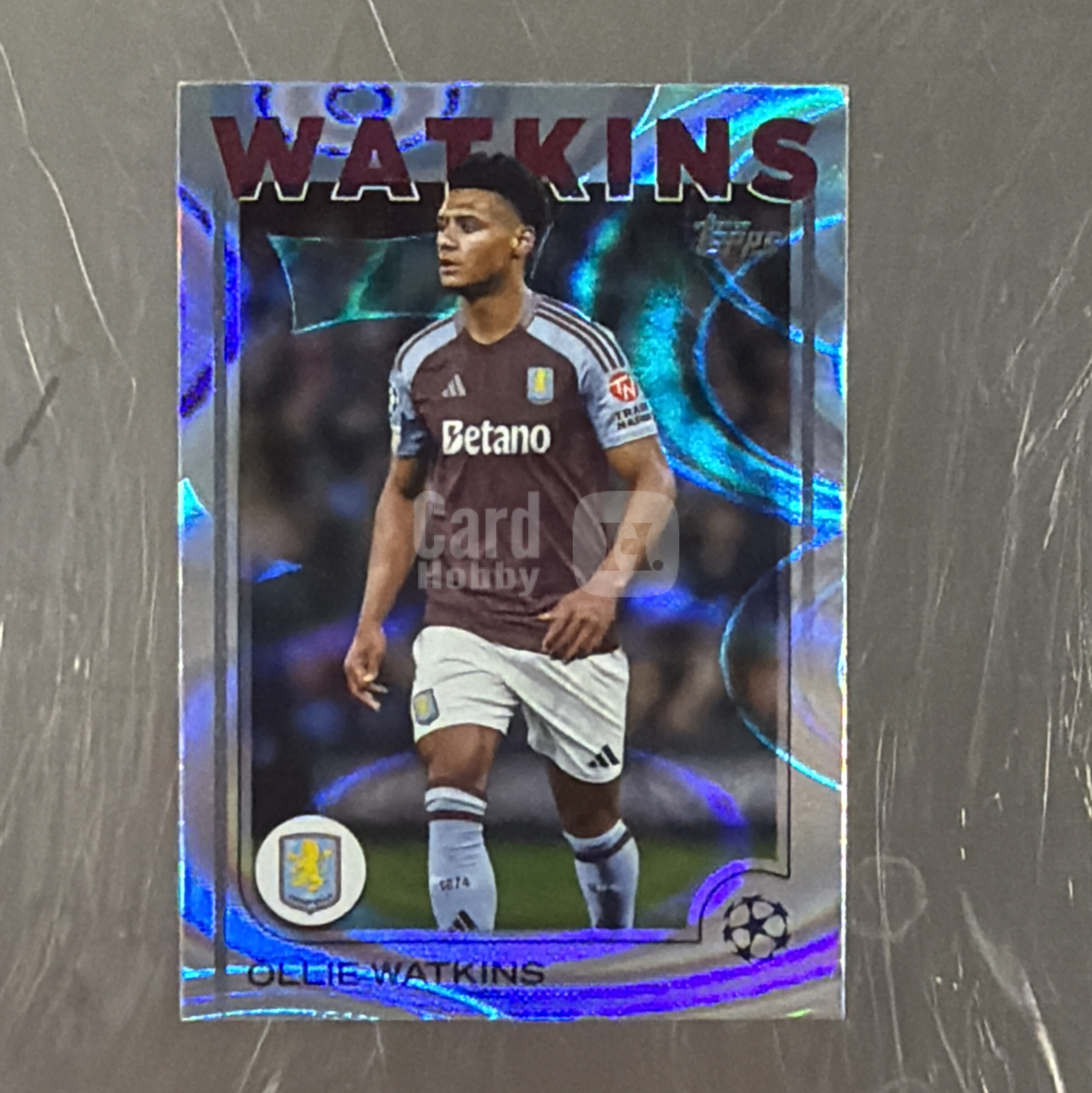 2025 Topps UEFA Champions League Ollie Watkins 【黄93-可合并，不到付】阿斯顿维拉 沃特金斯 水滴折 卡品如图 默认微瑕