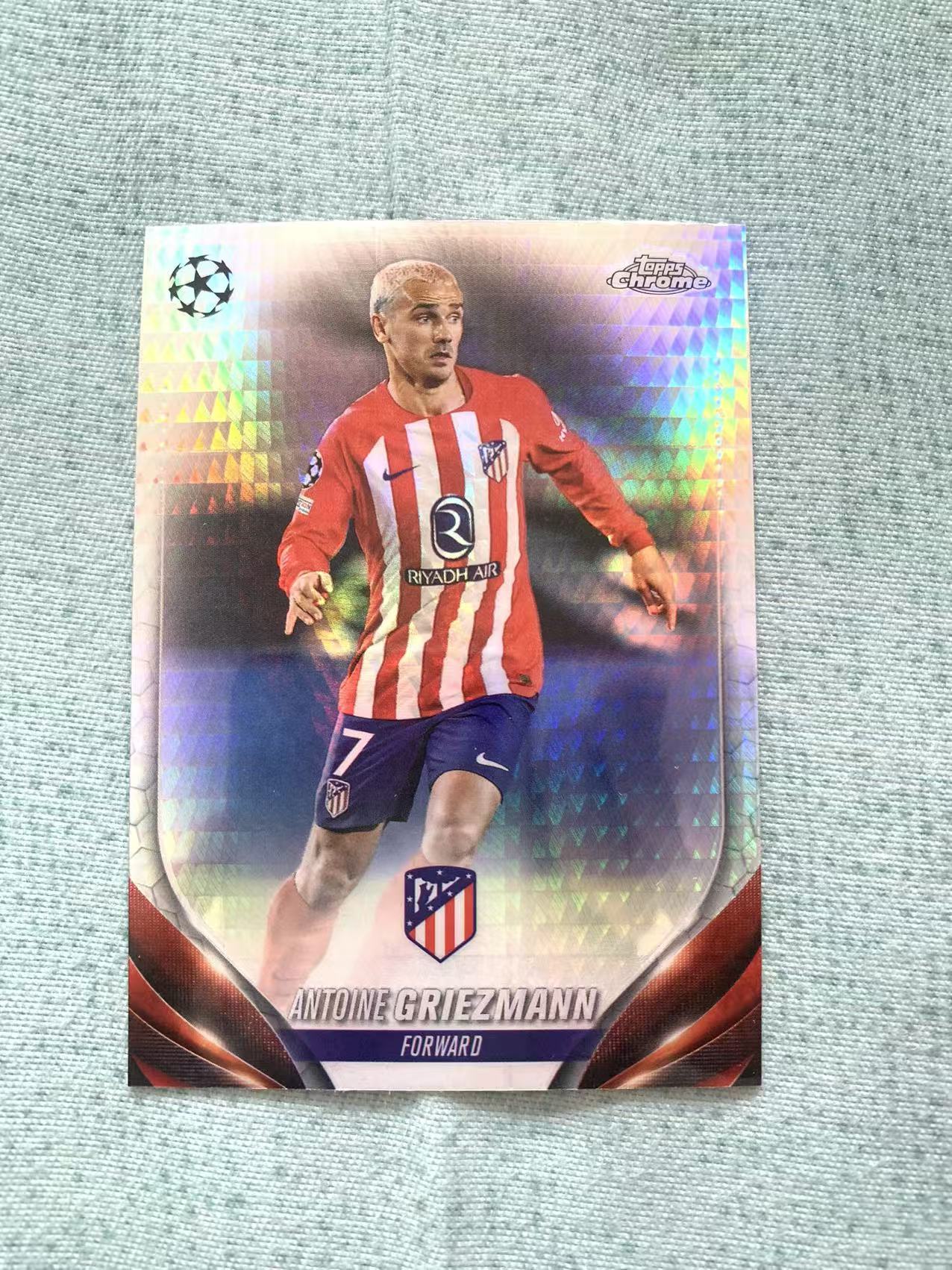 2024 topps chrome 欧冠 马德里竞技 法国 格列兹曼 格子 Antoine Griezmann 银折 折射