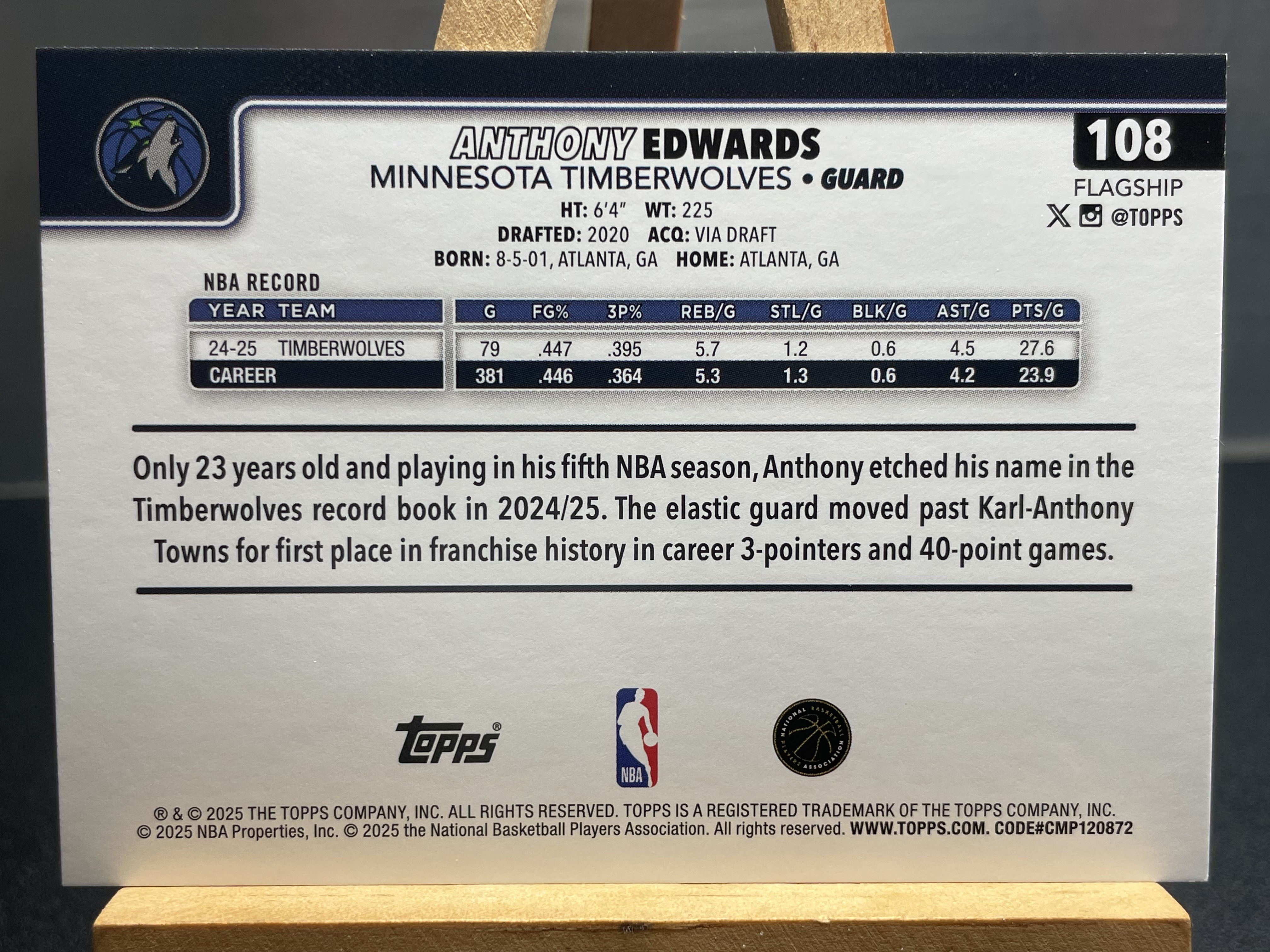 (C8) 2025 TOPPS 折射 爱德华兹 森林狼 近期大热球星 收藏必备 卡品如图 ! ! !