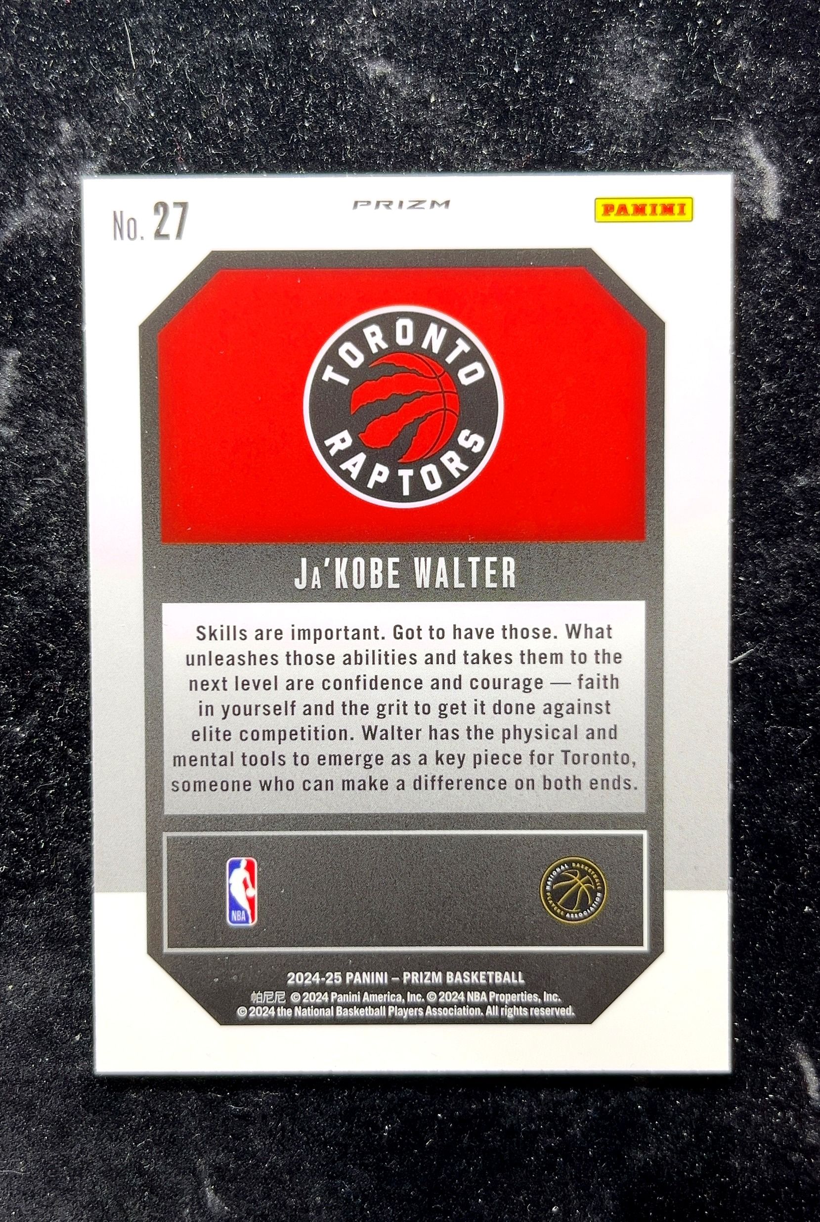 【小白1%代卖】2024 Panini Prizm Emergent 新兴 Ja'Kobe Walter 贾·科比·沃尔特 绿折 折射 新秀 RC 卡品如图 高价值 #27 Toronto 0702