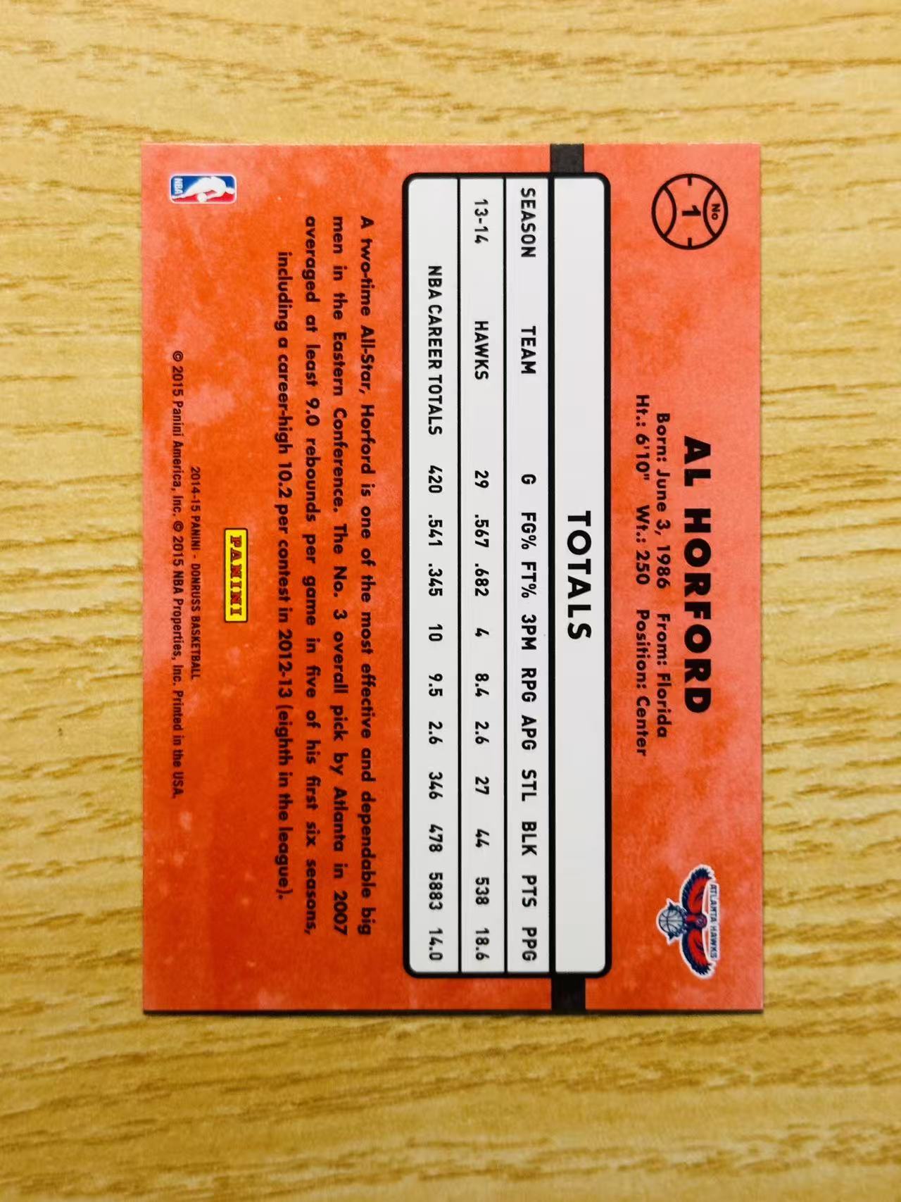 2014-15 Panini Donruss Al Horford 嘿嘿代卖 杜蕾斯 艾尔 霍福德 银折 95编 老鹰 收藏必备