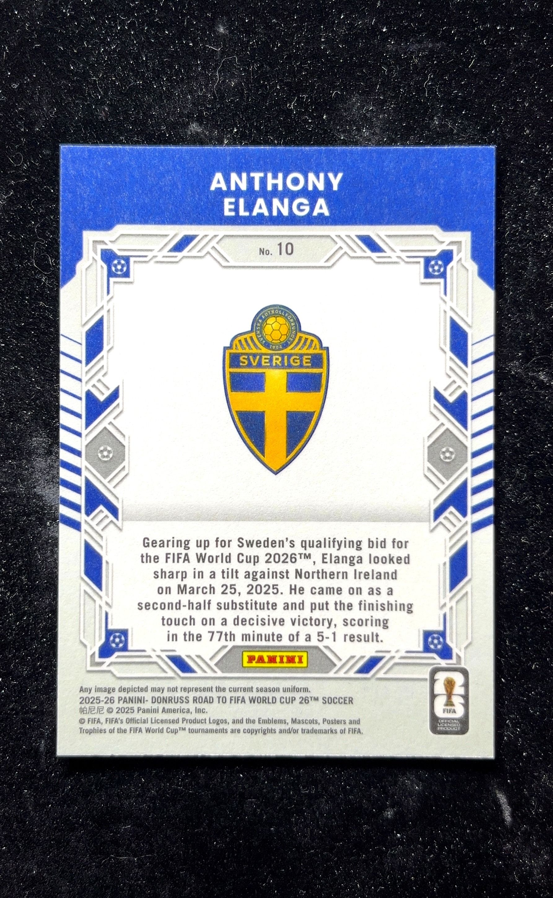【小白1%代卖】2025-26 Donruss Elite Series Anthony Elanga 安东尼·埃兰加 卡品如图 高价值 #10 Sweden 瑞典 0625