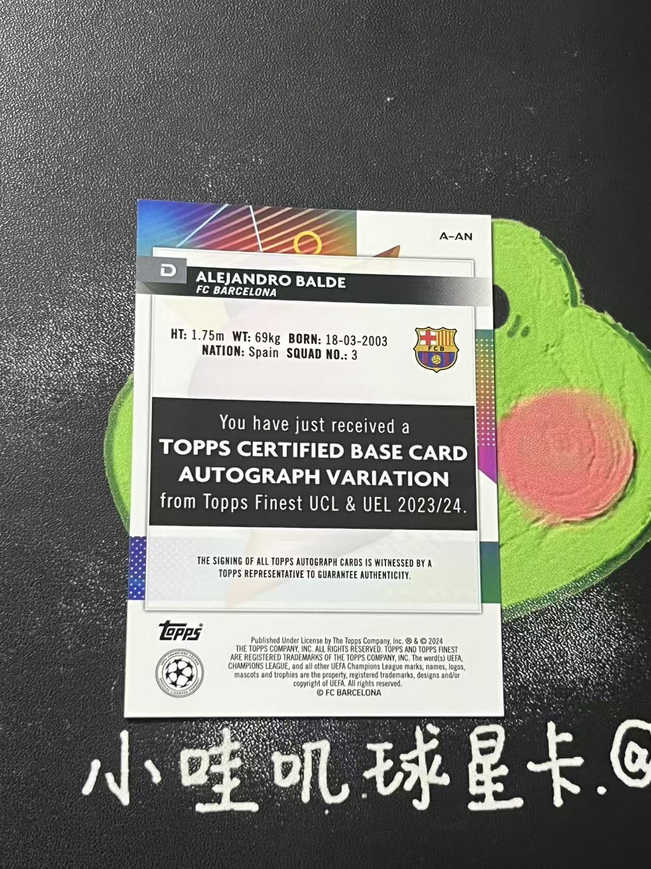2024 Topps Finest Alejandro Balde 欧冠 巴塞罗那 巴尔德 银折 签字 微瑕如图【ZYP代拍】LS90