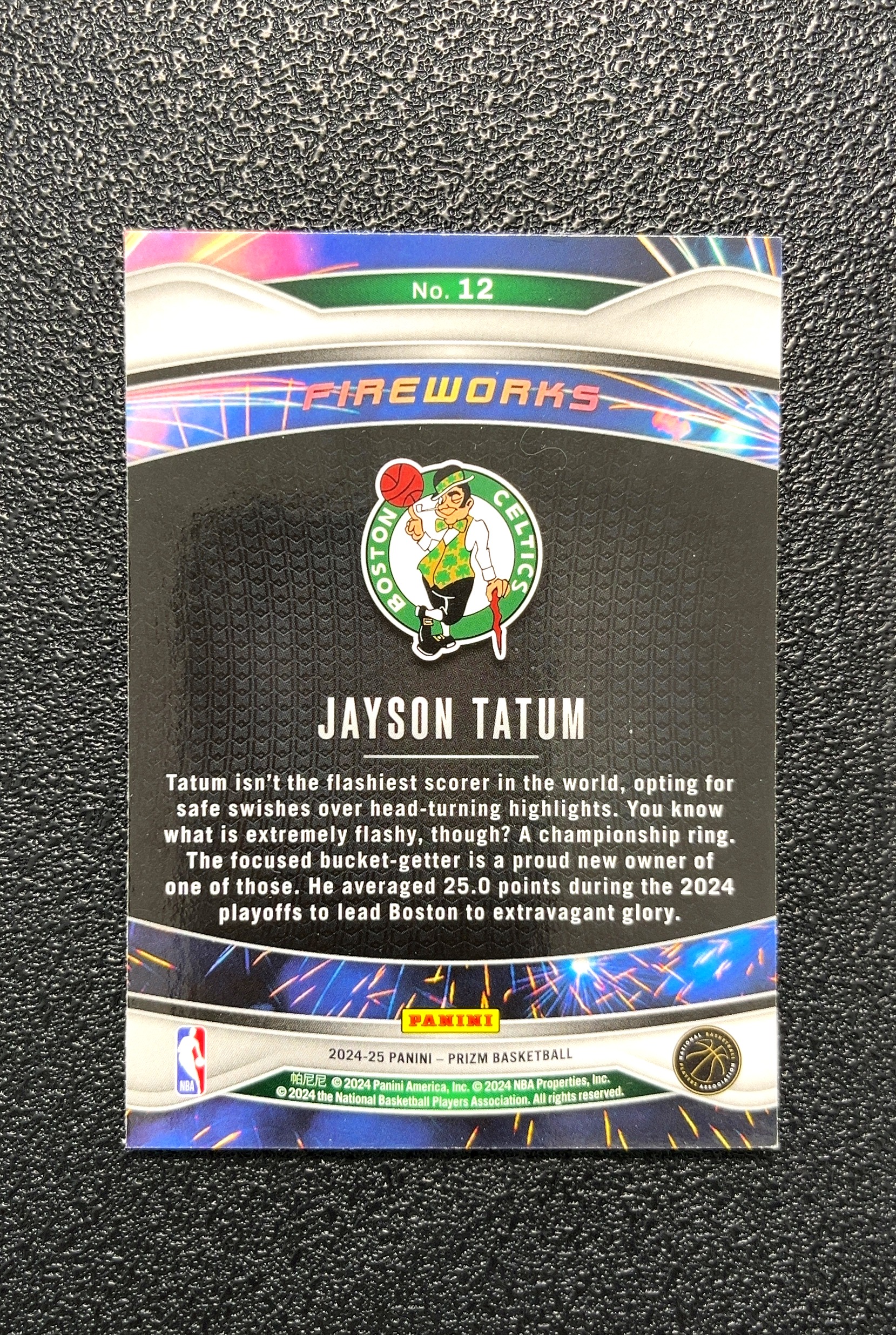 【岛屿拍卖】2024 Panini Prizm Fireworks 烟花 Jayson Tatum 杰森·塔图姆 卡品如图 高价值 #12 Celtics 凯尔特人 0002#197