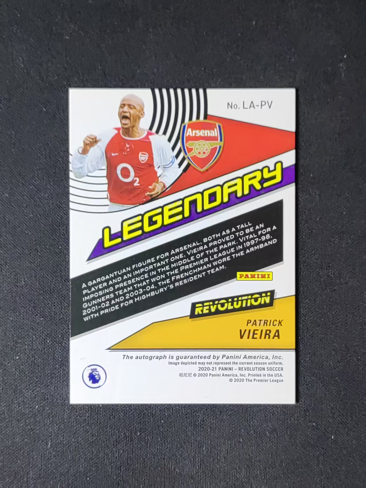 2020-21 Panini Revolution Patrick Vieira 【林林拍卖吹c王】英超革命系列 阿森纳 传奇名宿 维埃拉 银折 签字