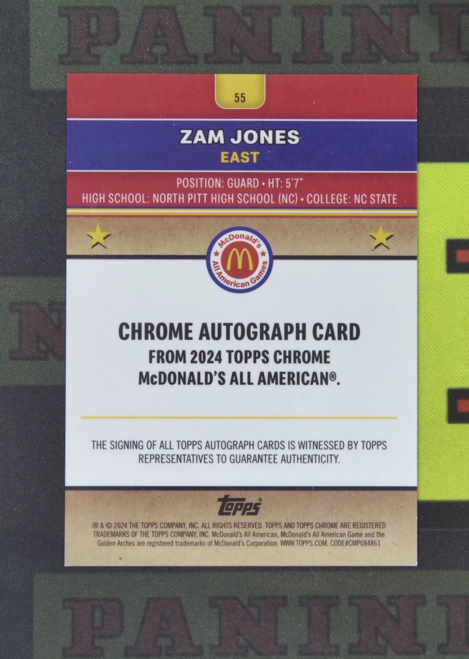 2024 Topps McDonald's Zam Jones Nirvana Project 扎姆 琼斯 高中 女篮 63/75 签字 麦当劳折 折射 麦当劳 卡品如图 收藏必备 zz001