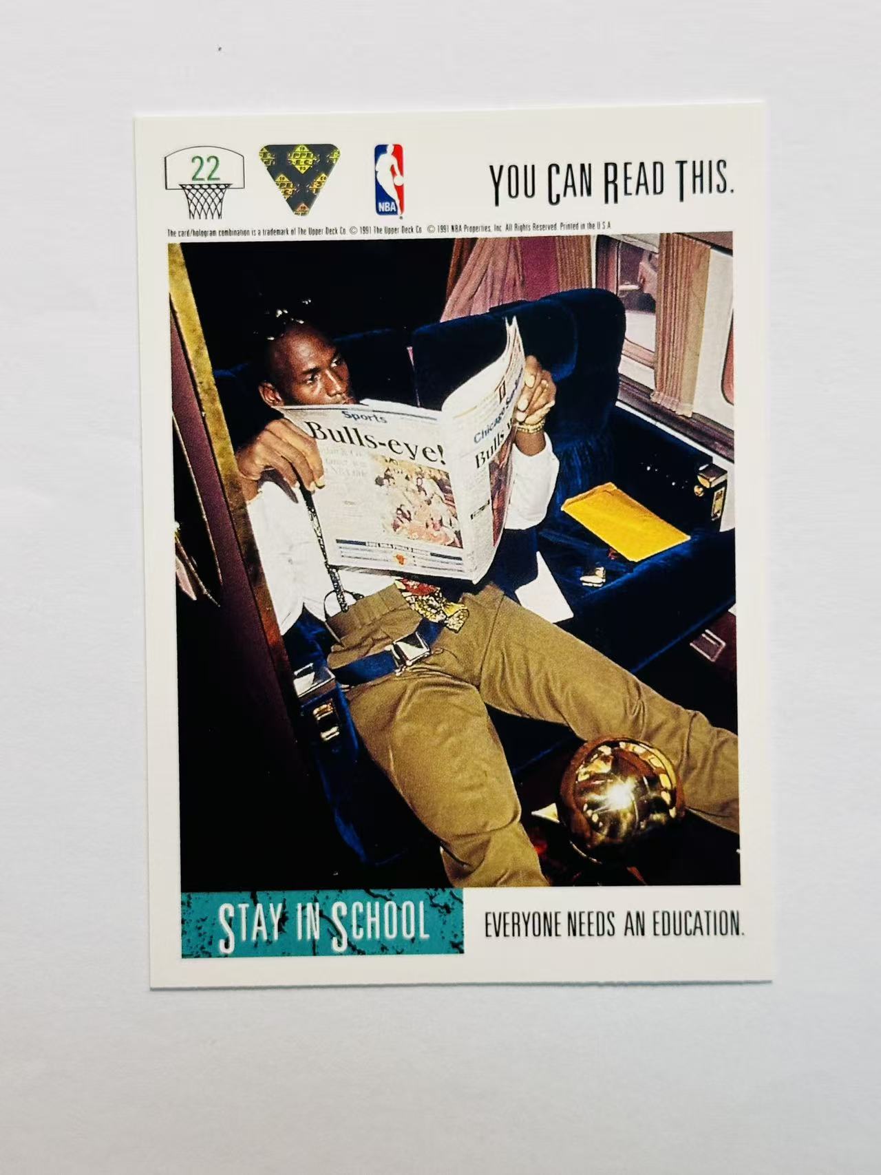 1991 Upper Deck nba Michael Jordan 嘿嘿代卖 历史第一人 stay in school 特卡 迈克尔 乔丹 公牛 篮球之神 飞人 经典老特 收藏必备