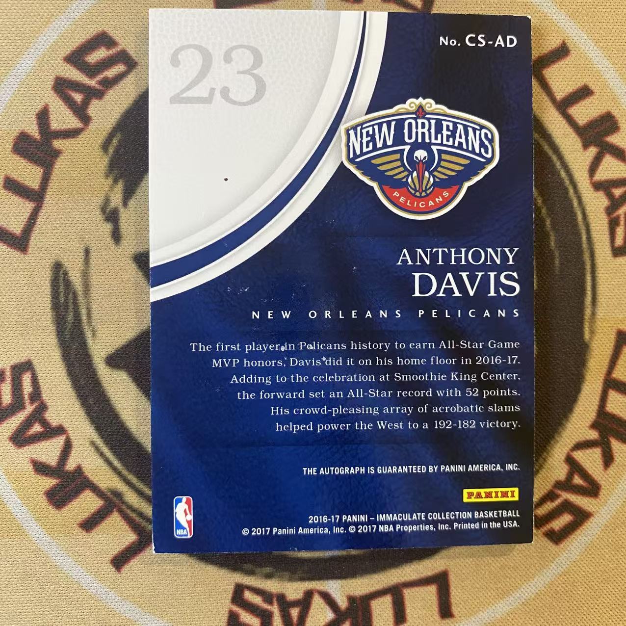 撸卡厮 Lukas 1819 IMM Anthony Davis 鹈鹕 安东尼 戴维斯 浓眉 40编 Celebration 庆祝签 签字 卡签 小暇如图