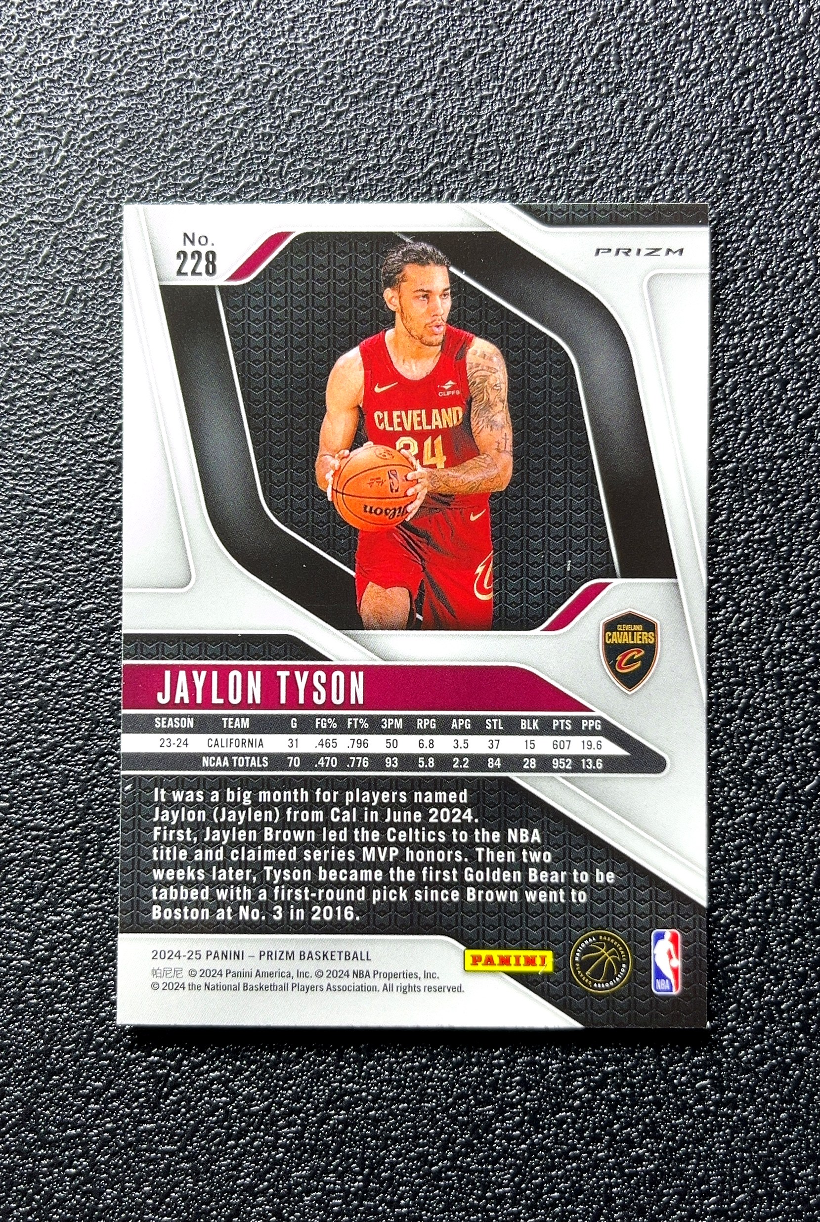 【小白1%代卖】2024-25 Panini Prizm Rookie 新秀 Jaylon Tyson 杰隆·泰森 银折 折射 新秀 RC 卡品如图 高价值 #228 0712