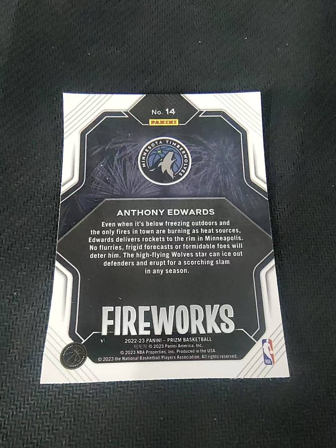 【可合并,不累计】2022-23 Panini Prizm Anthony Edwards 安东尼 爱德华兹 华子 森林狼 烟花特卡 PZ 划痕 边角微瑕 介意勿拍 #14