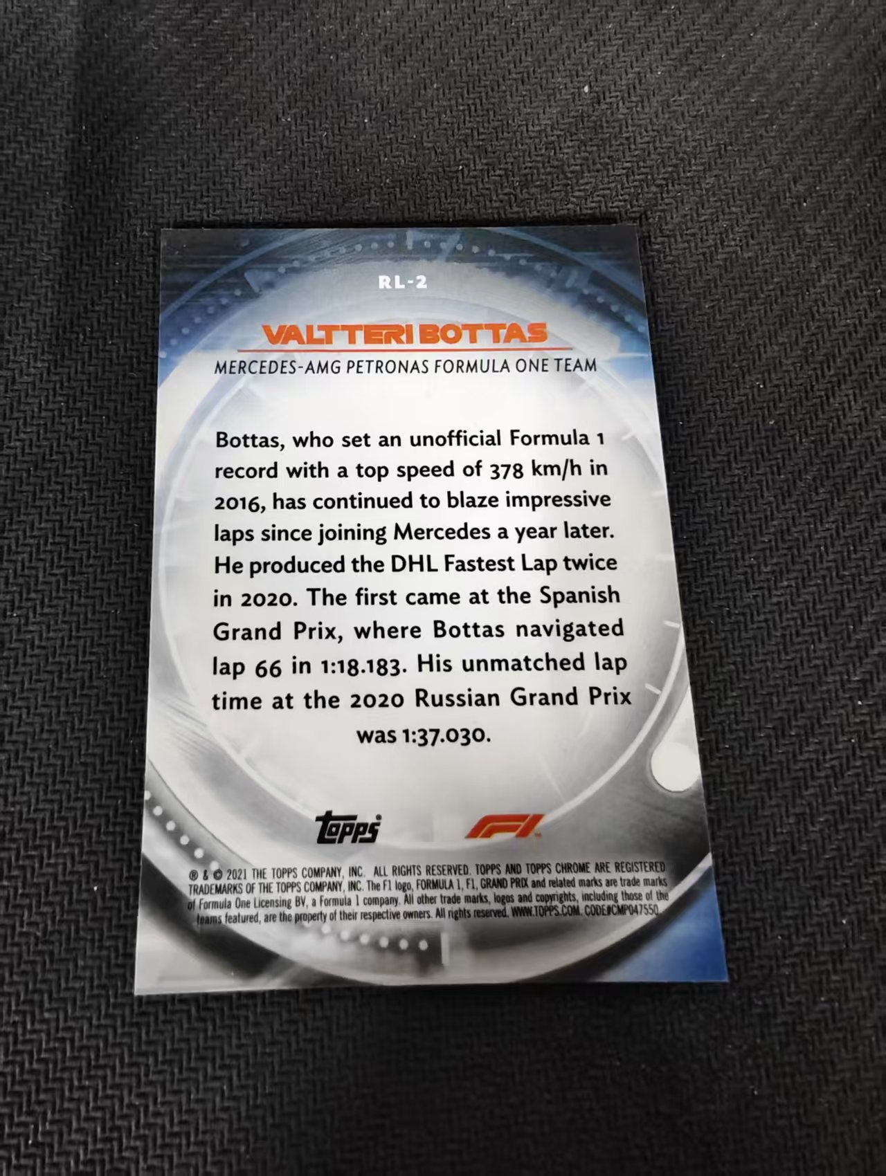【汽水拍卖】2021 Topps Chrome Valtteri Bottas F1 银折 red liners 特卡 博塔斯 边角瑕疵 #2