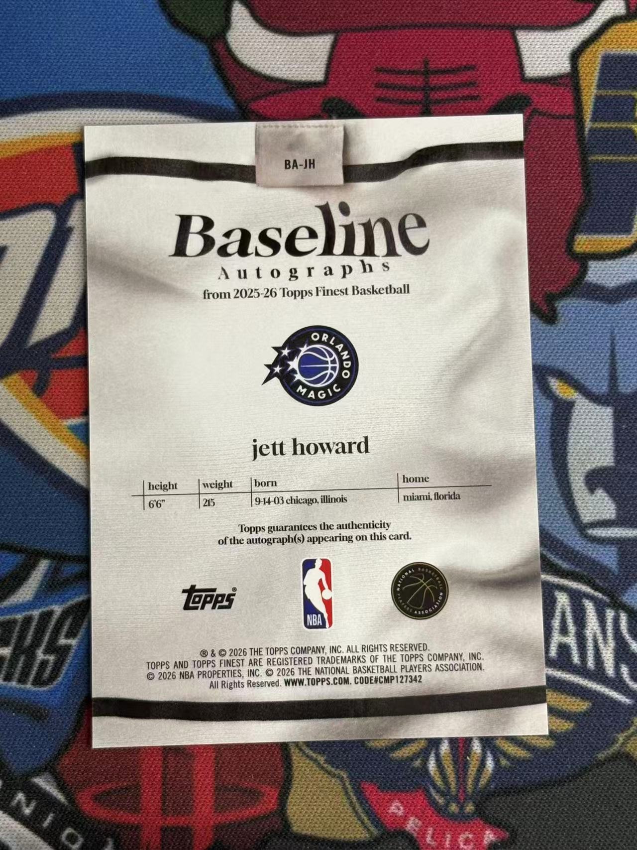 2025-26 TOPPS FINEST JETT HOWARD 魔术 杰特霍华德 签字卡 BASELINE底线签 专收凑套必备【烂臭嘴拍卖】