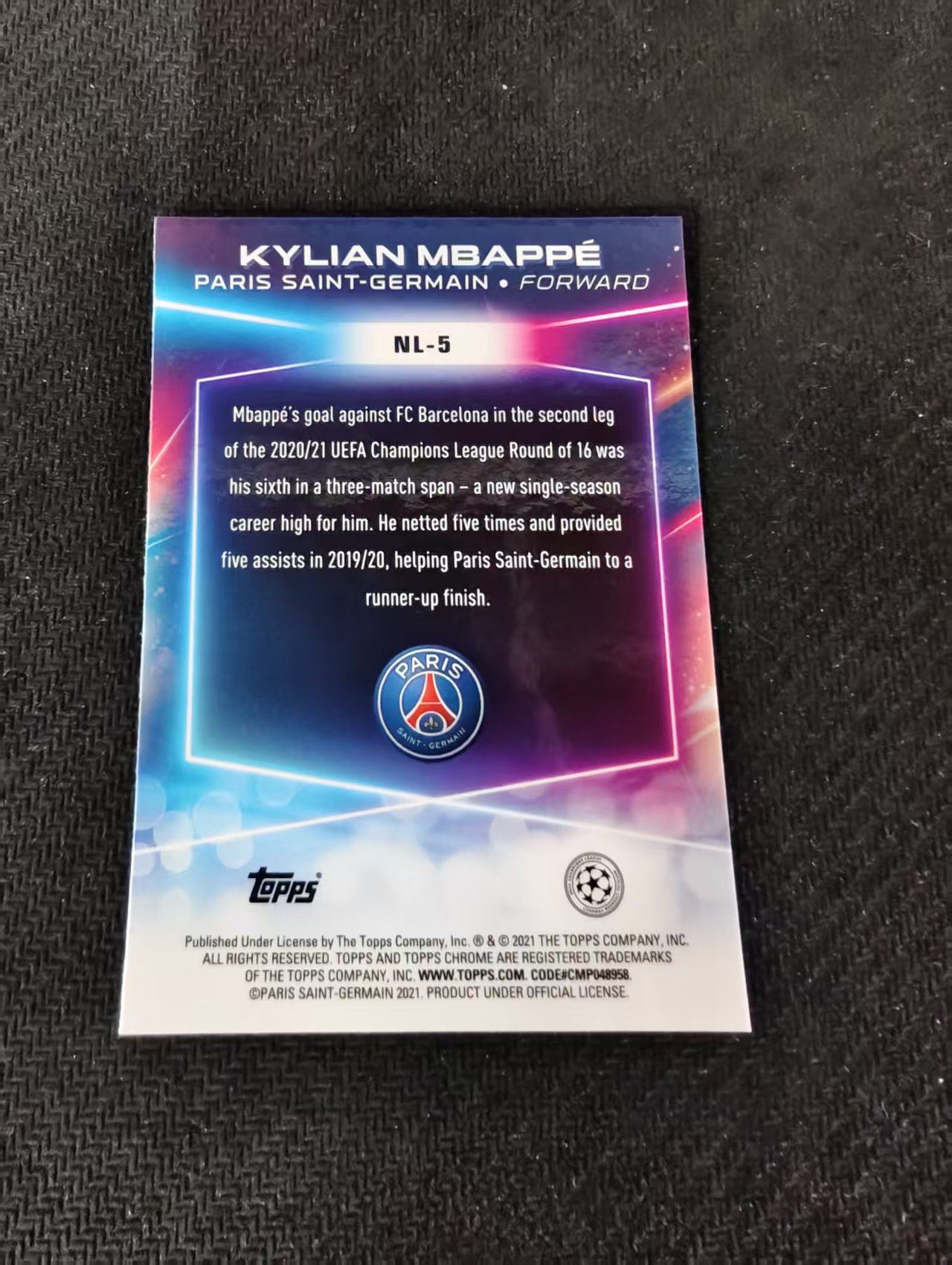 【可合并,不累计】2021 Topps Chrome Kylian Mbappe 欧冠 巴黎圣日耳曼 姆巴佩 银折 不保卡品 介意勿拍