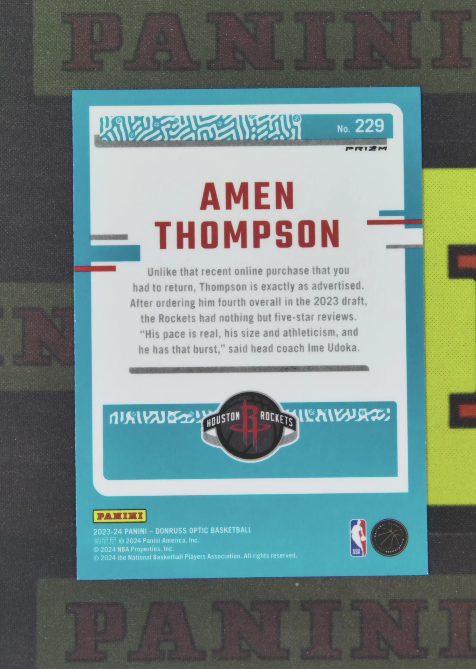 2023-24 Panini Donruss Optic Amen Thompson RC Nirvana Project 阿门 汤普森 火箭 新秀 银折 折射 OP 卡品如图 收藏必备 zz001