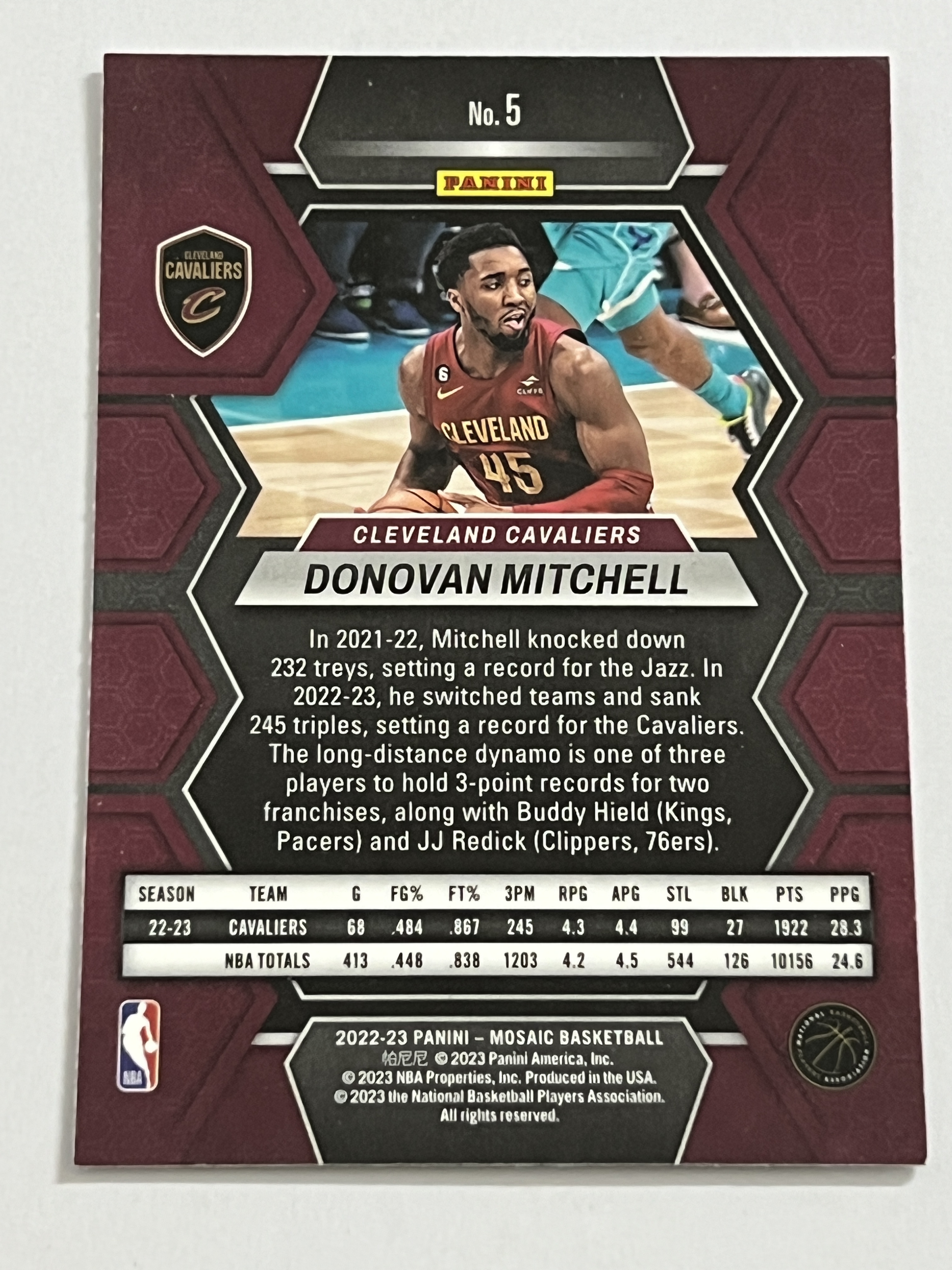 2022-23 Panini Mosaic Donovan Mitchell 多诺万 米切尔 蜘蛛侠 骑士队 热门球星 收藏必备 实卡精美 #5