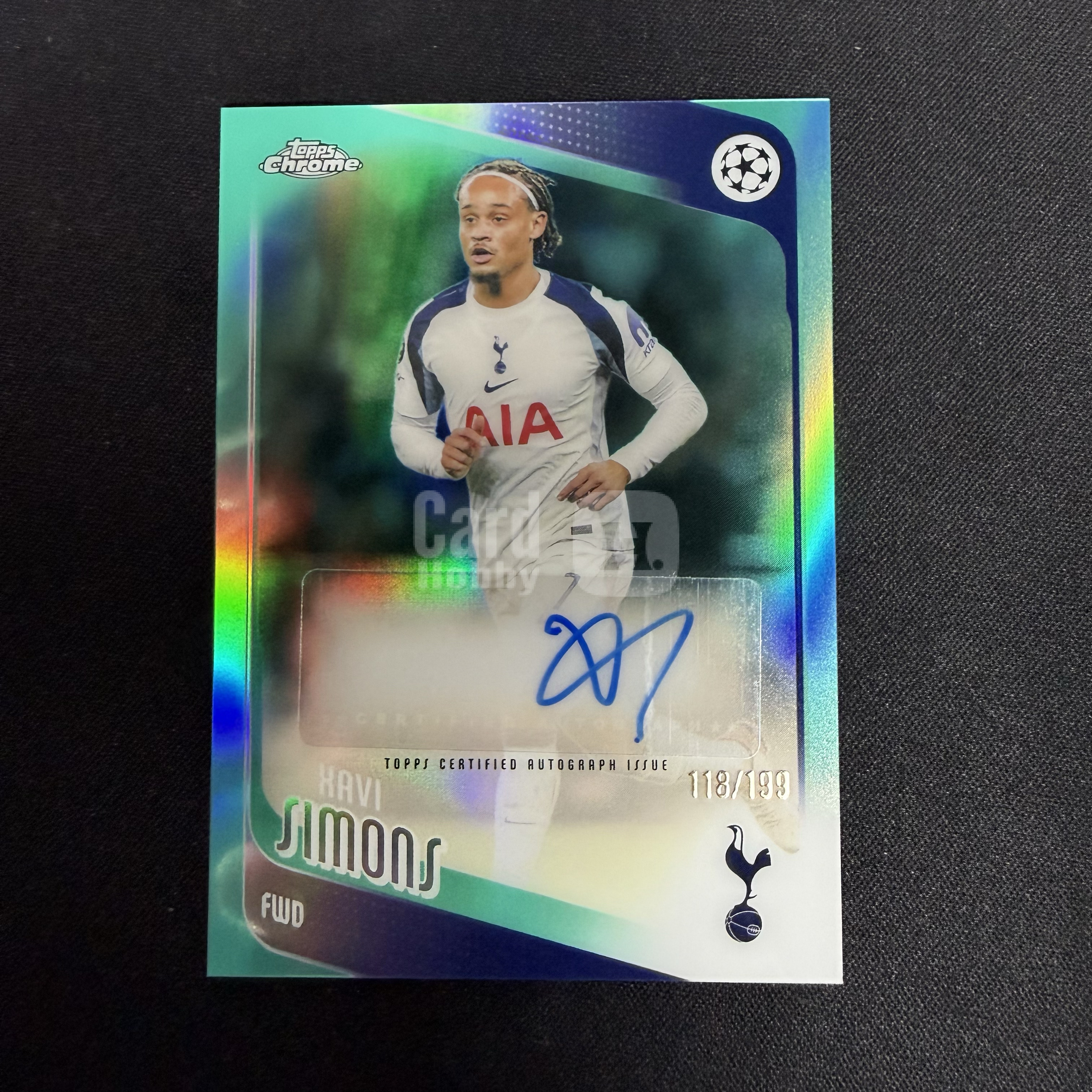 2025-26 Topps Chrome Xavi Simons 【SC拍卖】tc 哈维西蒙斯 热刺 118/199编 青折 签字 收藏必备(小骆)