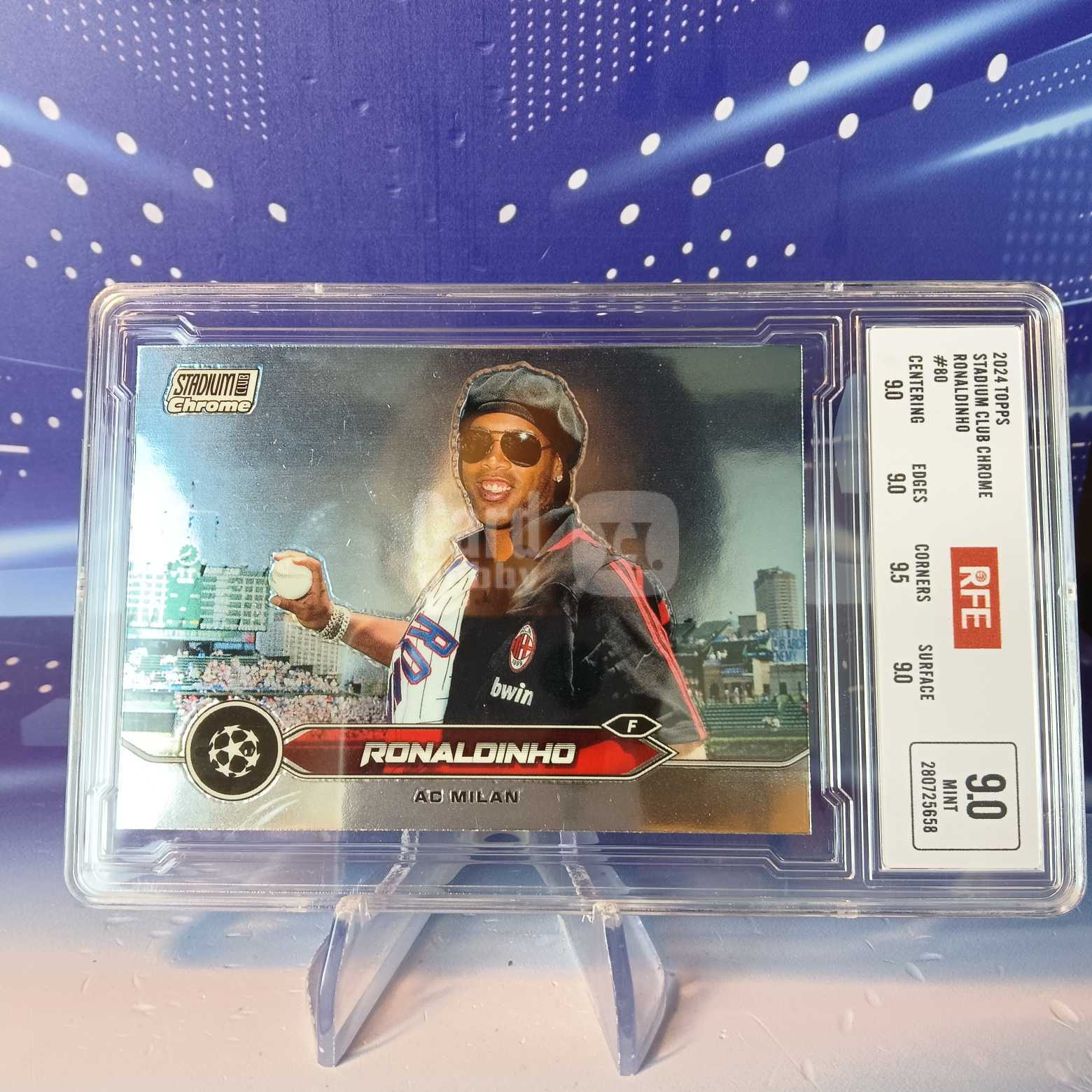 2024 Topps Stadium Club Chrome 罗纳尔迪尼奥 评级卡 AC米兰 实卡精美稀有 品质保障 投资收藏必备 保值回购 详情见说明 【蓝色星球】
