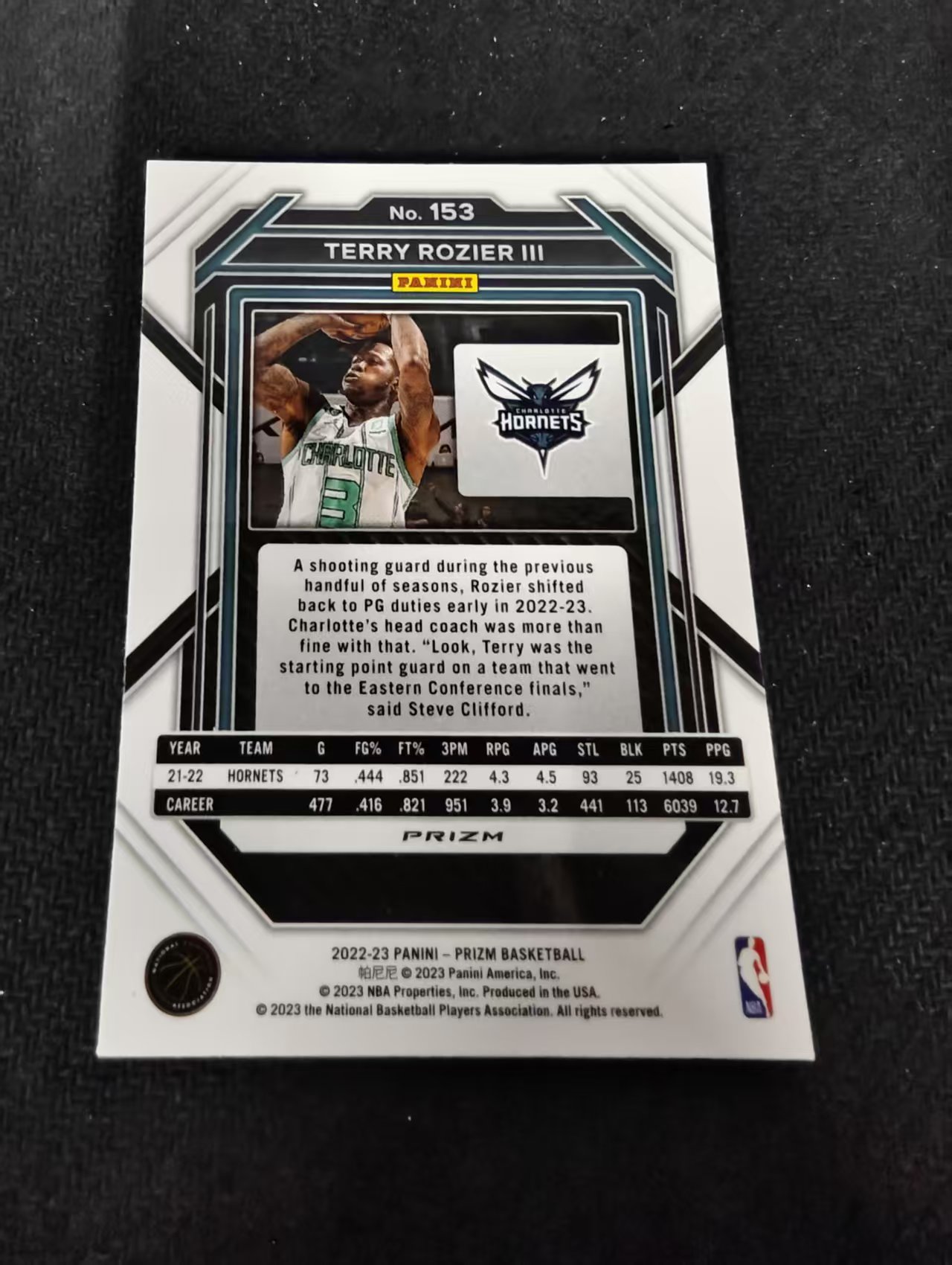 2022-23 Panini Prizm Terry Rozier III 特里 罗奇尔三世 黄蜂 红波纹 PZ 划痕 边角瑕疵 #153