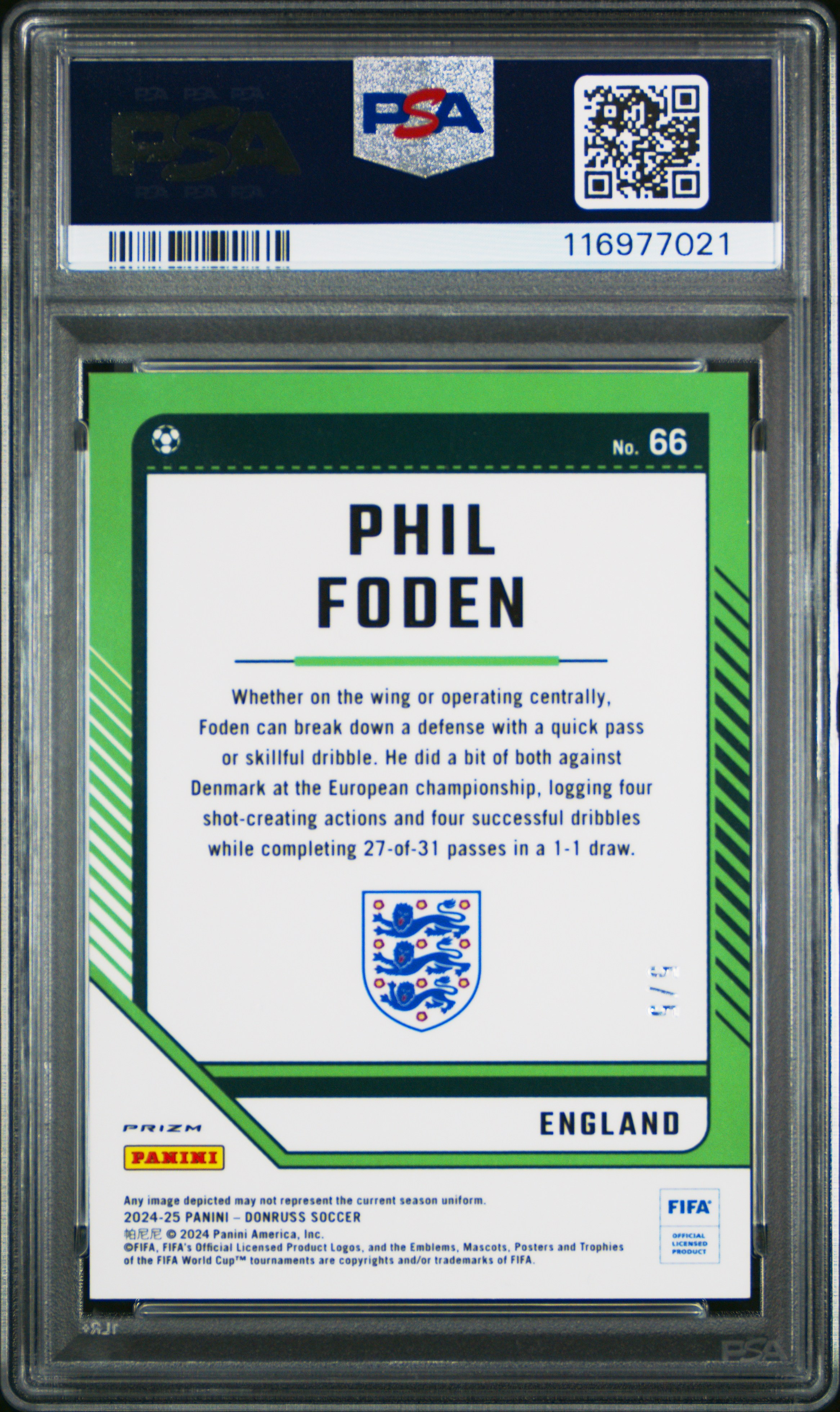 2024-25 Panini Donruss Phil Foden 英格兰 英超 曼城 太子 福登 杜蕾斯 Optic O版 绿折 折射 5/5编 低编 世界杯 PSA9 POP2 梅西 C罗 亚马尔
