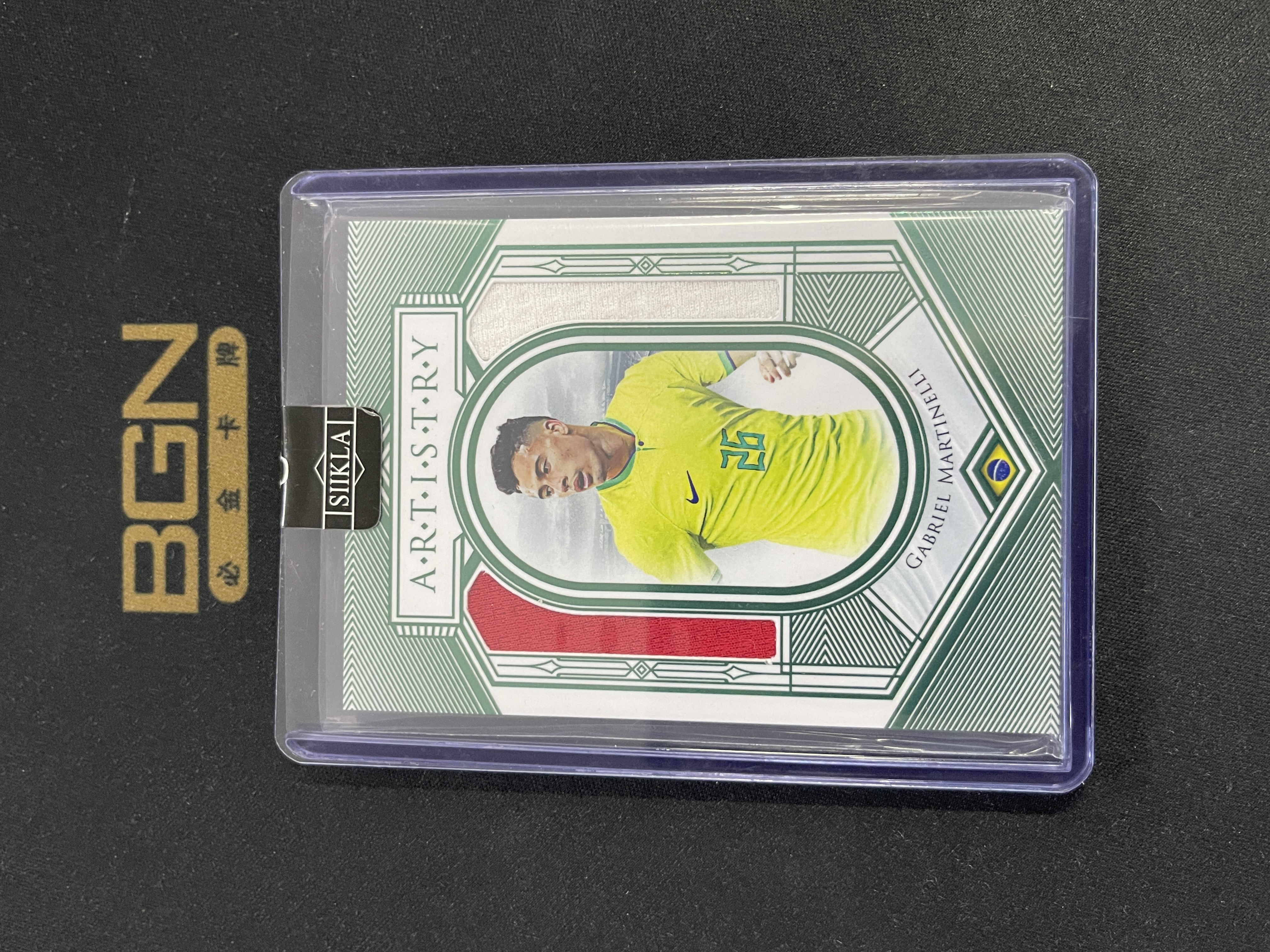 【必金拍卖-可累积】250921JHM 2024 FUTERA UNIQUE福特拉 巴西 马丁内利Gabriel Martinelli 14编绿平行双色球衣实物 自封卡夹 收藏投资首选