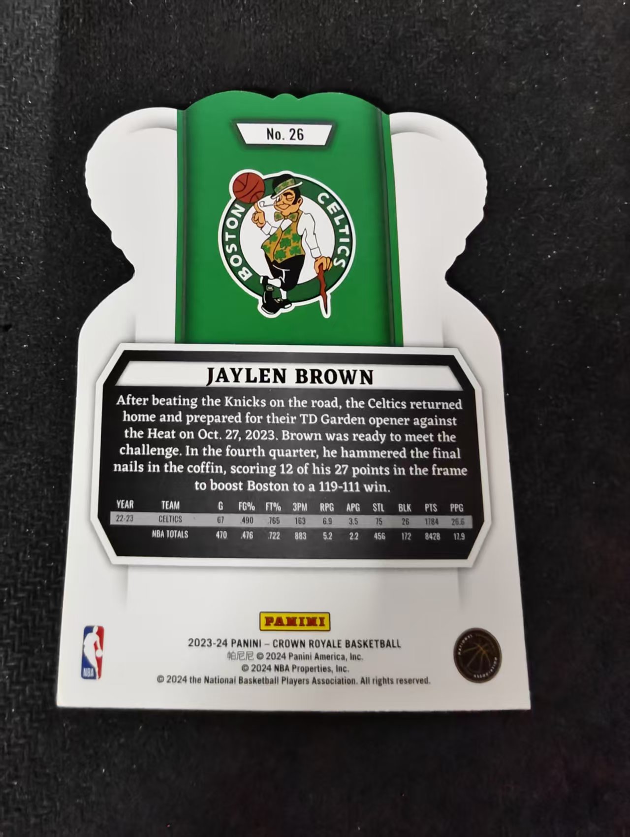 2023-24 panini Crown Royale Jaylen Brown 杰伦 布朗 凯尔特人 皇冠 异形 划痕 边角瑕疵 #26