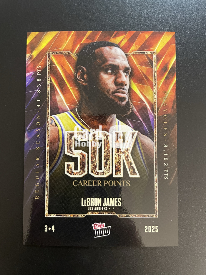 2024-25 Topps Now LeBron James 【hellfire拍卖】Topps now系列 洛杉矶湖人 勒布朗詹姆斯 职业生涯五万分成就 jjj