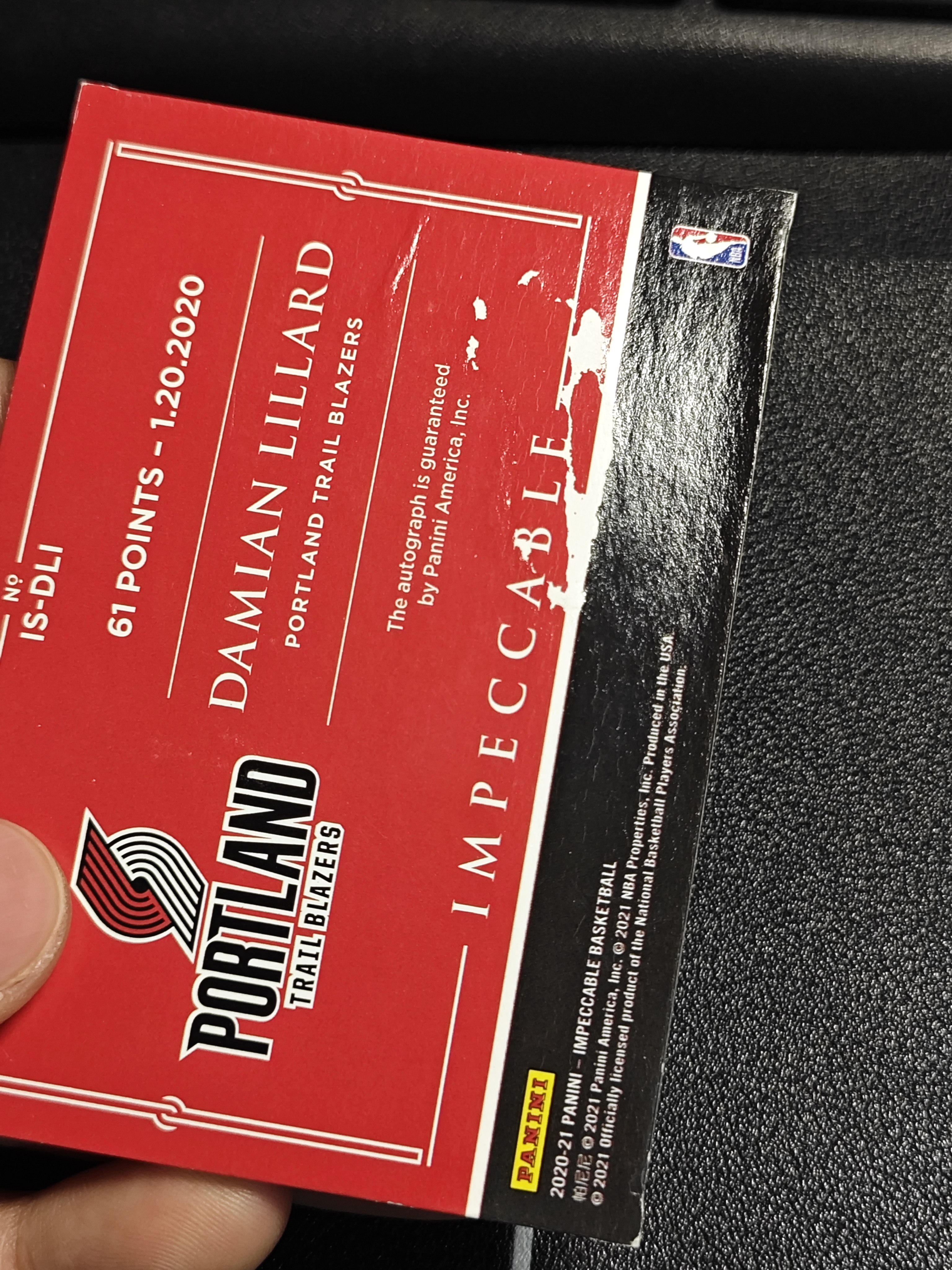 【KAKA】2020-21 Panini Impeccable Damian Lillard 小真金 开拓者 达米安 利拉德 61编 卡签 数据签 最高得分数据 签字 轻印如图 景艺