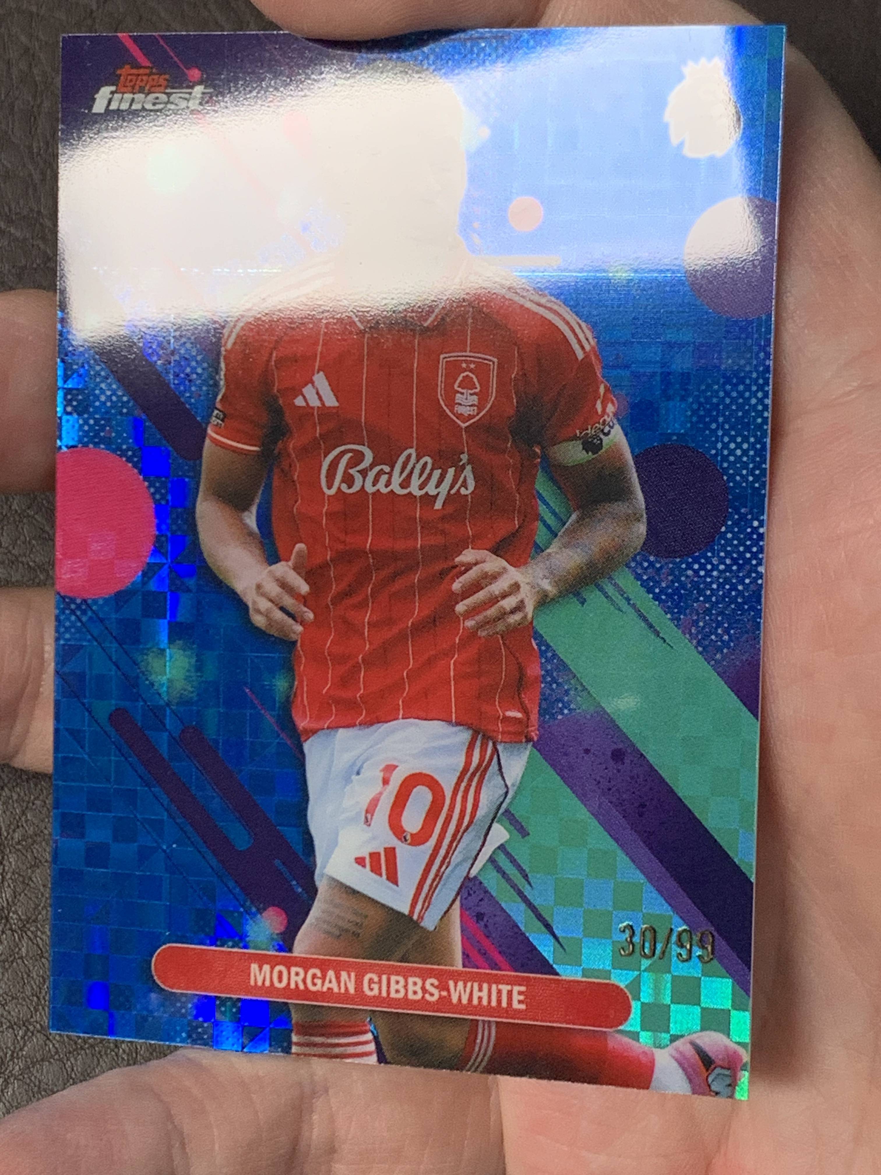 2026 Topps Finest Morgan Gibbs-White 英超 元年 吉布斯怀特 诺丁汉森林 英超 30/99编 尾编 蓝折