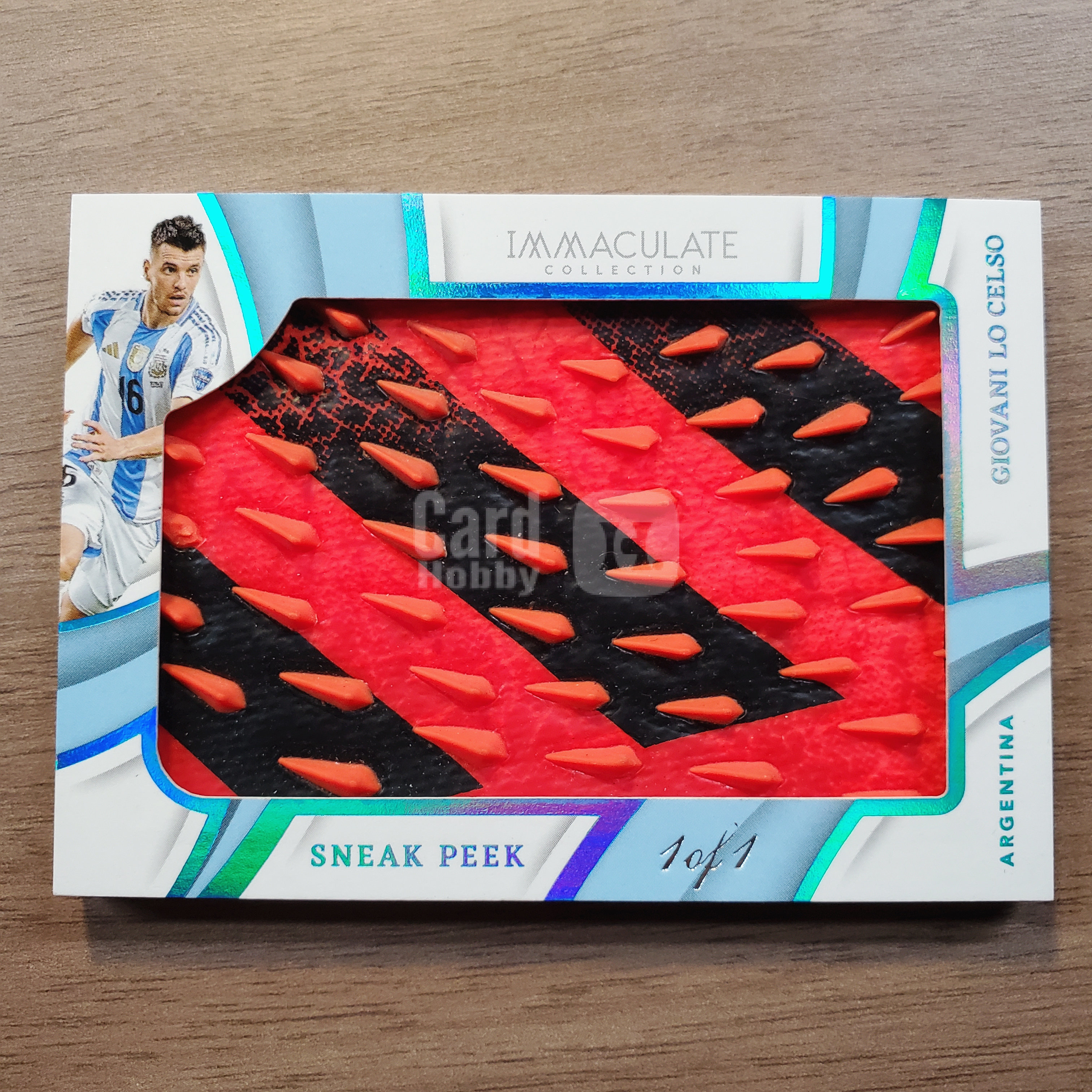 2024-25 Panini Immaculate Giovani Lo Celso 洛塞尔索 1/1编 1of1 湖水蓝折 阿根廷巴黎热刺贝蒂斯 大窗球鞋卡 落场球鞋暴力切割 梅西劳塔罗恩佐队友