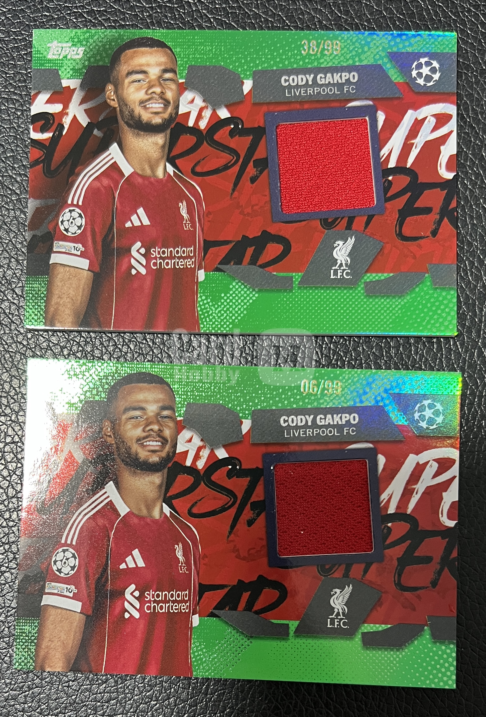 2026 Topps Topps Cody Gakpo 英超UCC 加克波 利物浦 荷兰 2张打包 99编 绿折 亲穿球衣物料切割 CODY GAKPO 卡品如图