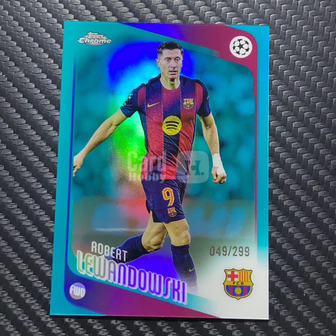 【小牛代拍】2025-26 Topps Chrome 欧冠欧战TC Robert Lewandowski 莱万多夫斯基 巴塞罗那 巴萨 49/299编 水蓝折 卡品如图(polo)