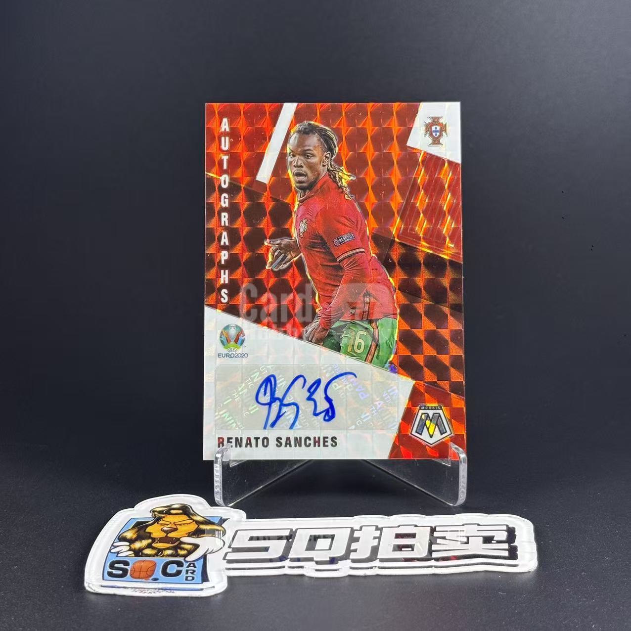 2021-22 Panini Euro Mosaic Renato Sanches 【SQ拍卖】雷纳托 桑切斯 罗马 里尔 葡萄牙 巴黎圣日耳曼 签字 签名 红马赛克折 折射 马赛克 马赛克折/犯困
