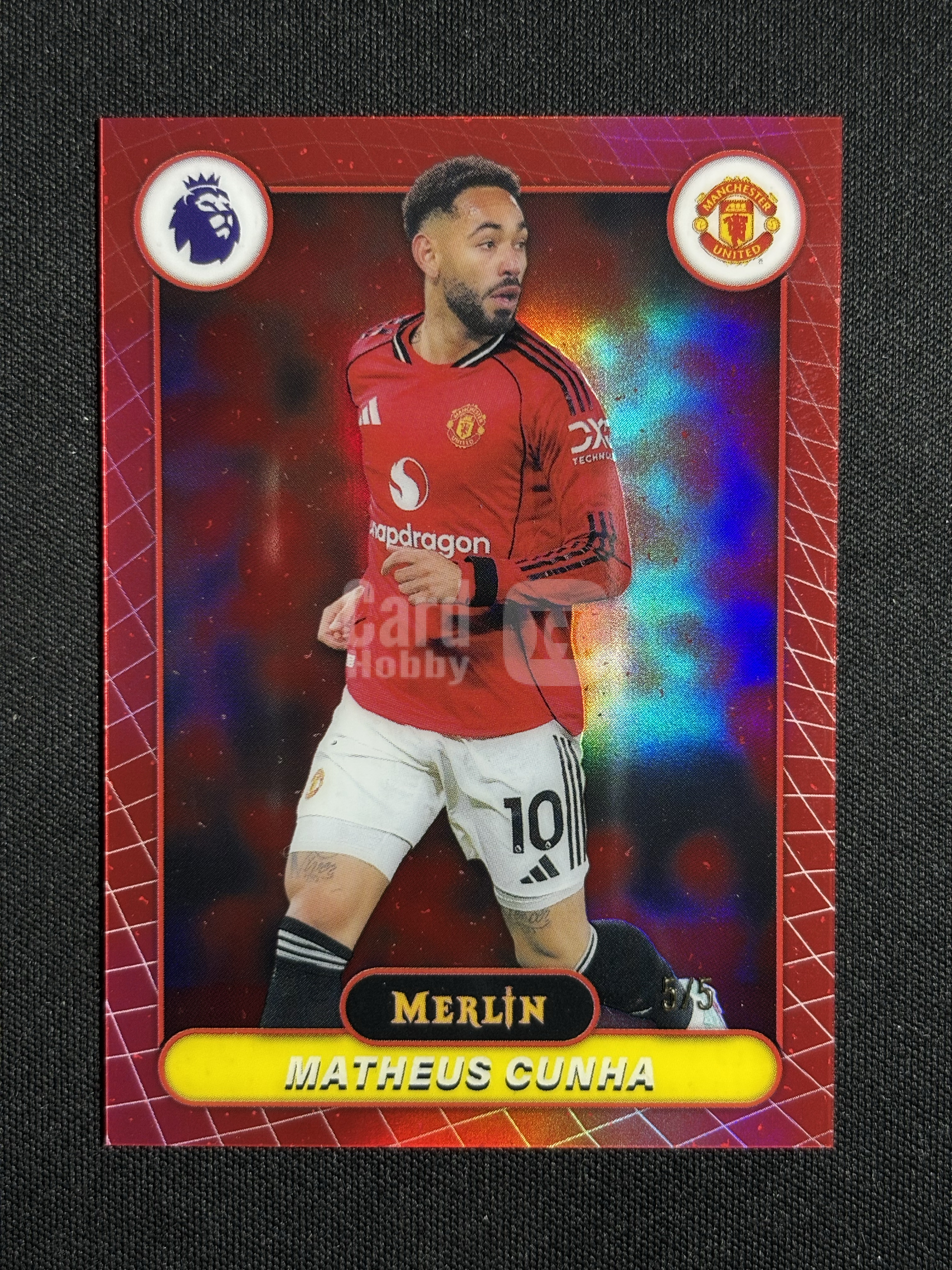 2025-26 Topps Merlin Chrome Matheus Cunha 「墨色拍卖」英超梅林 曼联 库尼亚 5/5 Red 红折 加法同背 ColorMatch 卡品如图 BCH9