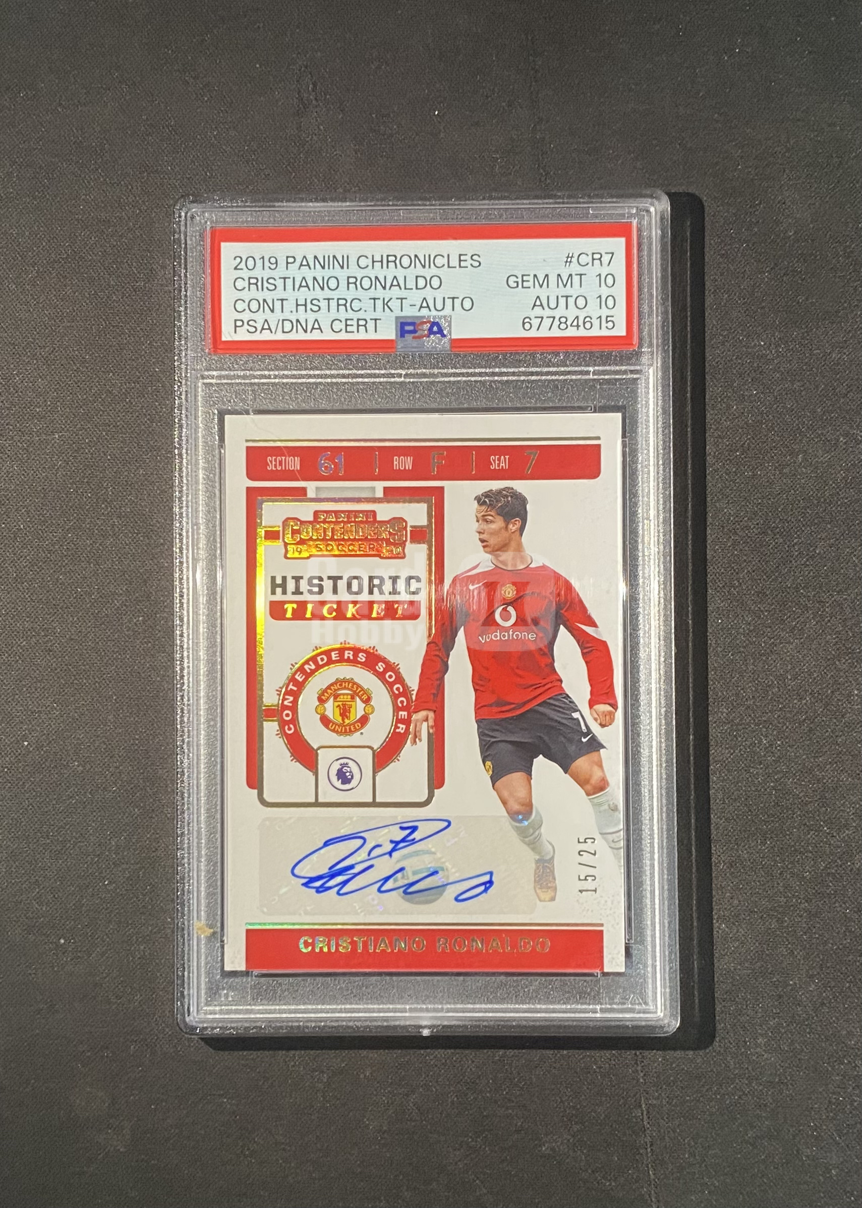 2019-20 Panini Chronicles Cristiano Ronaldo 【来拆波卡】编年史 元年 曼联 C罗 罗纳尔多 球票 签字 25编 PSA10/10 双10 大hit卡 ad