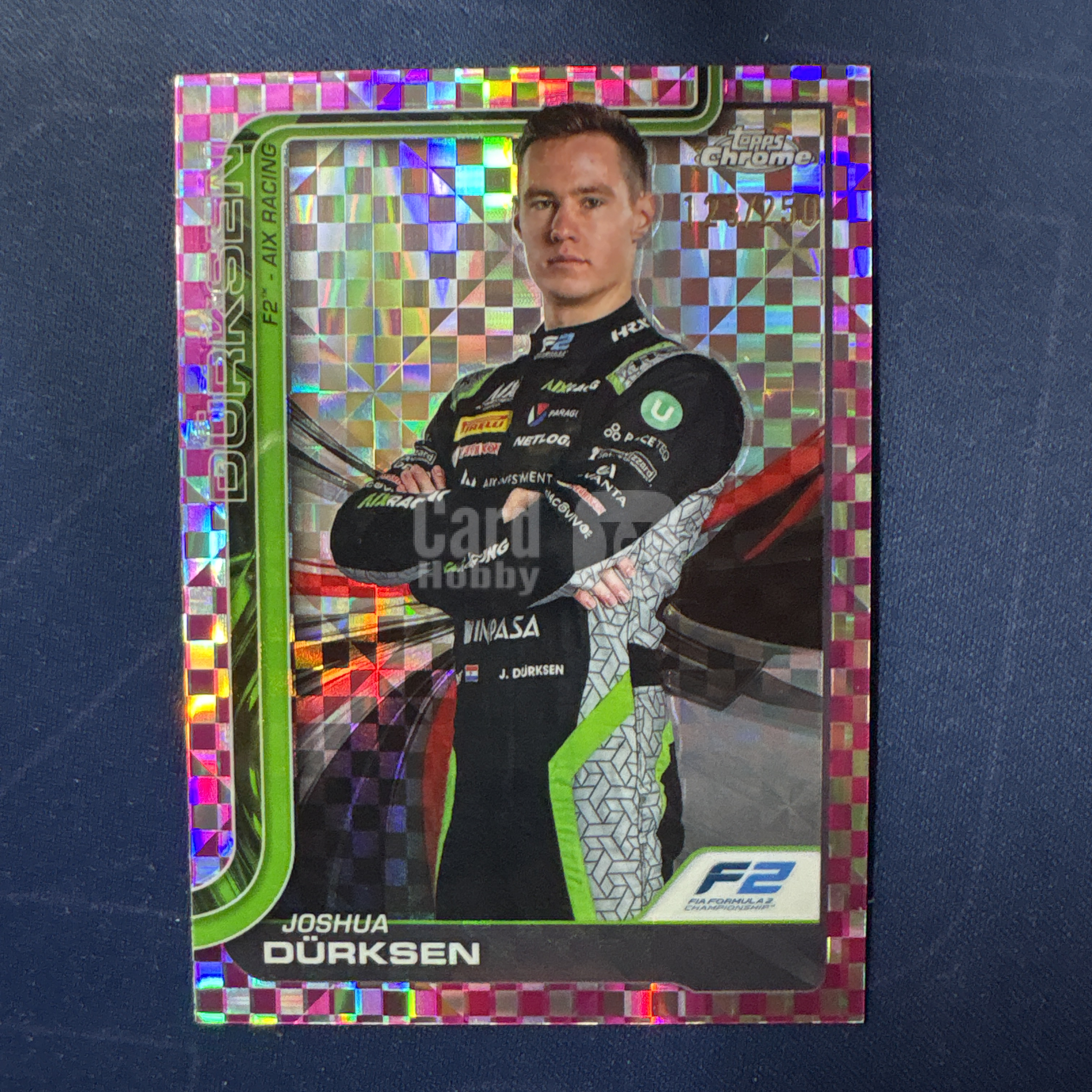 2025 Topps Chrome Joshua Dürksen 【爆爆代卖】F1 75周年 约书亚 杜克森 迪尔克森 123/250编 粉折 粉格子折 棋盘折 F2 Aix车队 如图 专收必备#冷哥