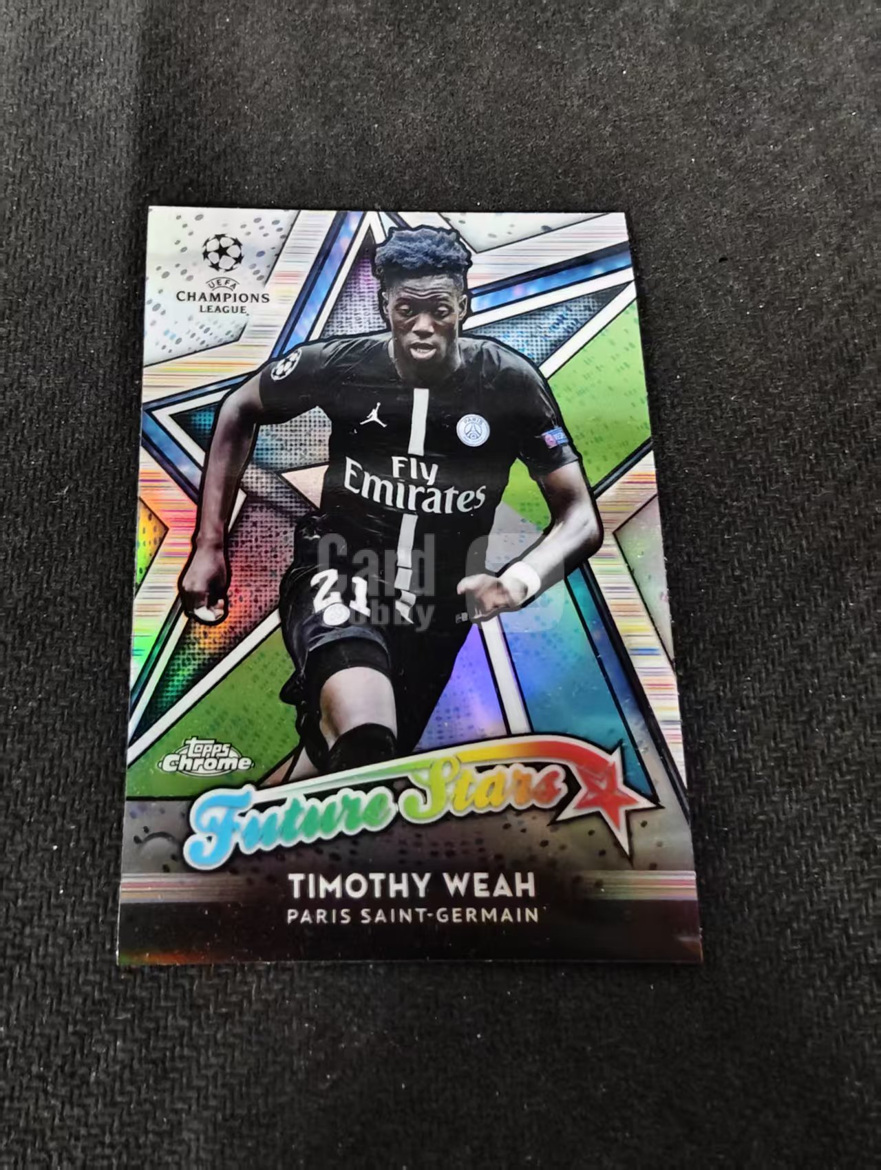 【可合并,不累计】2019-20 Topps Chrome Timothy Weah 欧冠 里尔 蒂莫西 维阿 美国 尤文图斯 未来之星 银折 划痕 边角瑕疵