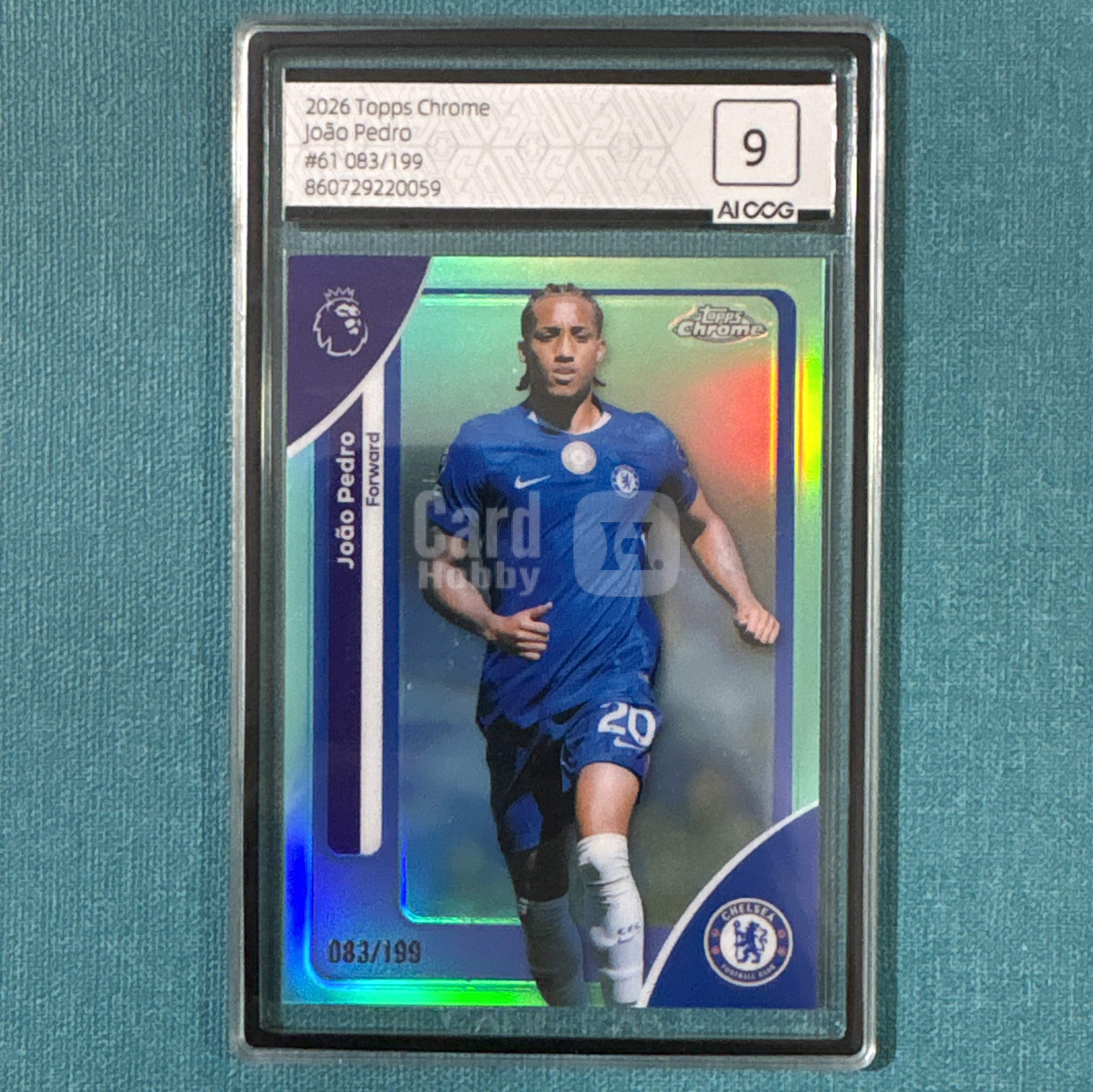 2025-26 Topps Chrome 英超 Joao Pedro 若昂 佩德罗 083/199编 青折 切尔西 AICCG评级9分 CJX