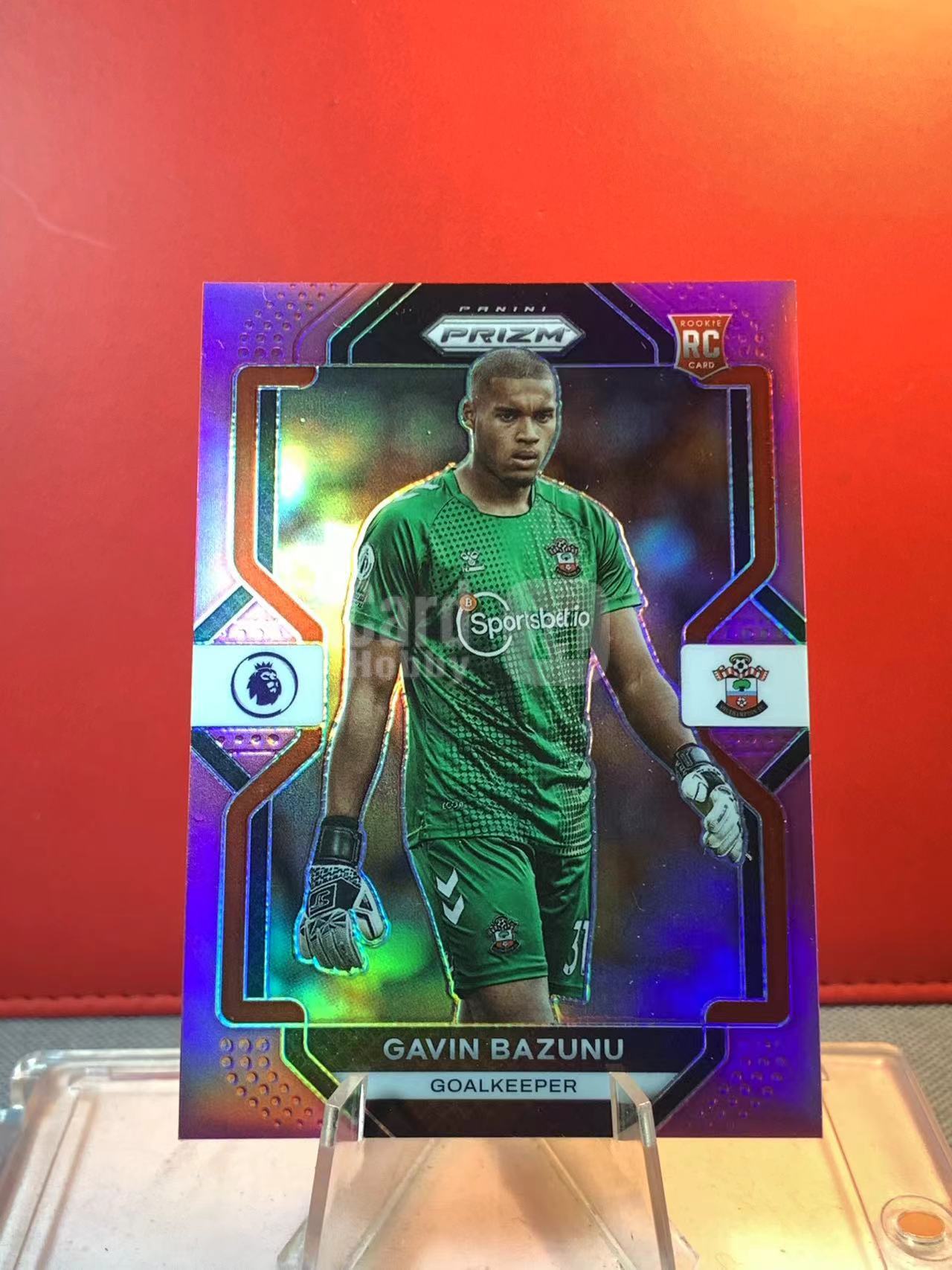 (詹叔代拍)2022-23 panini prizm 英超PZ Gavin Bazunu 加文 巴祖努 南安普顿 新秀rc 117/199编 粉折 顺丰寄付 泰山