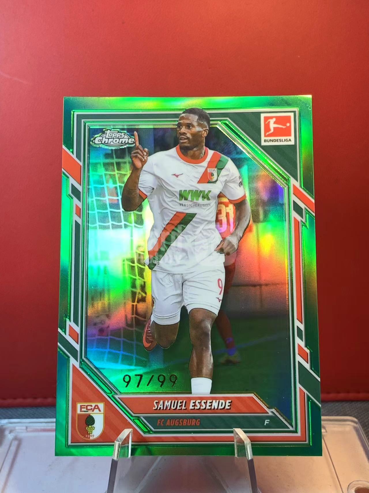 (詹叔代拍)2026 topps chrome samuel essende 德甲 奥格斯堡 萨米埃尔 埃森德 绿折 折射 97/99编 卡品如图 顺丰寄付 泰山